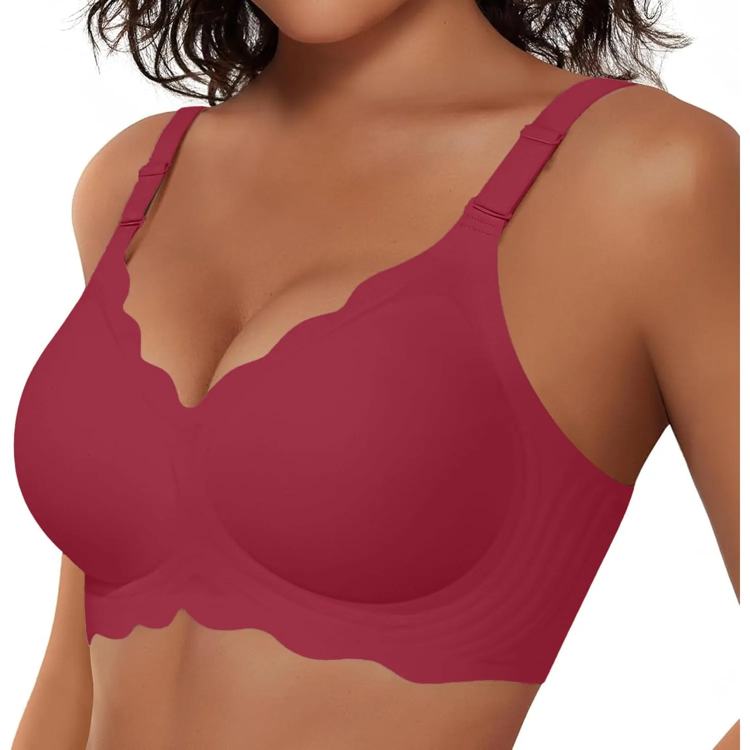 BH Damen Ohne Bügel, Soft Seamless BH Jelly Push Up Bügelloser BHS, V-Ausschnitt, Creamy Komfort, Nahtloser Entlastungs…