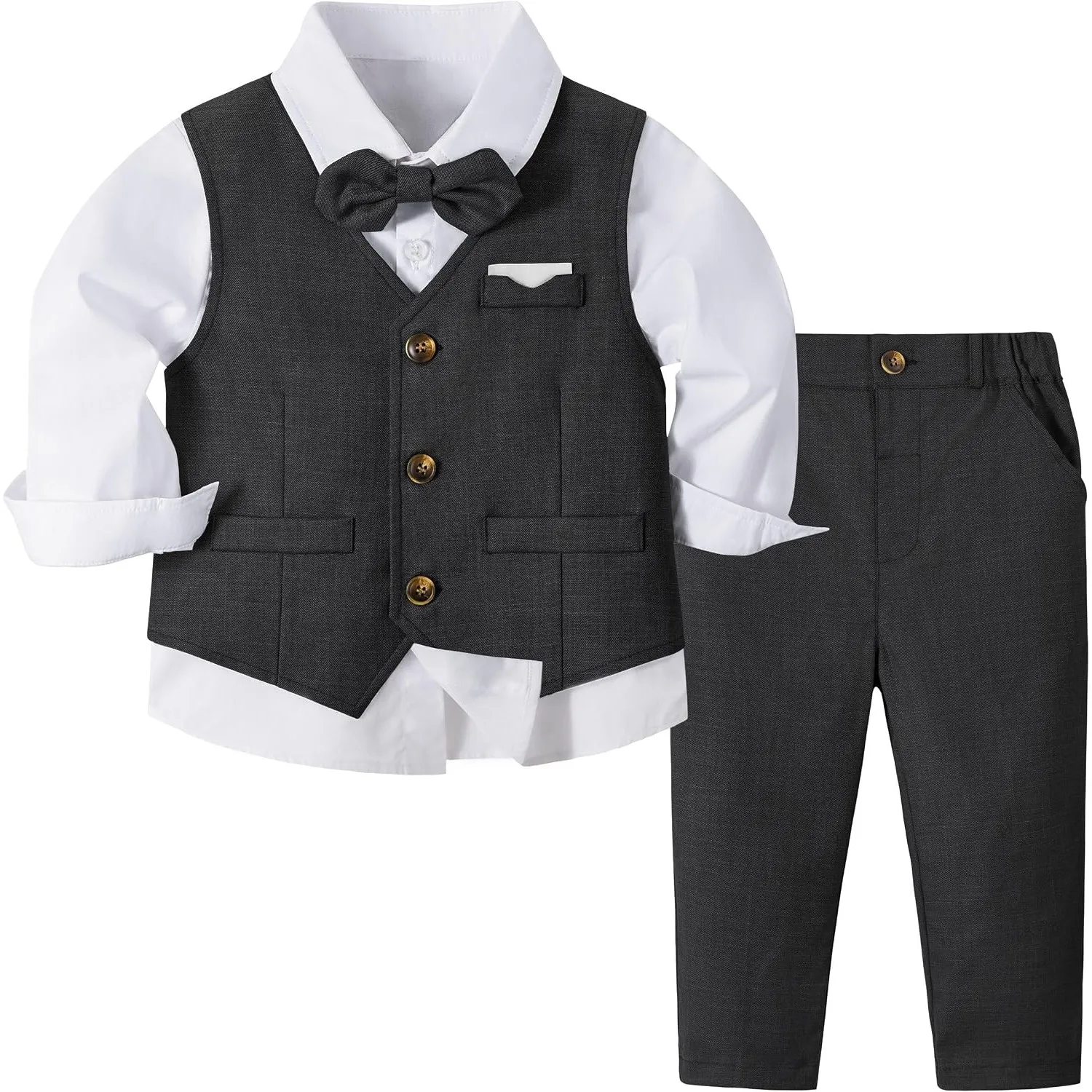 Volunboy Baby Jungen Anzug, Kinder Anzugweste Festliche Hochzeit Kleidung Bekleidung Set 4tlg