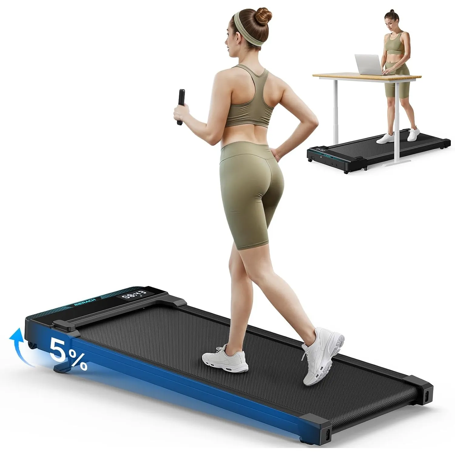 MERACH T19 Walking Pad, 3 in 1 Laufband Schreibtisch mit Fernbedienung