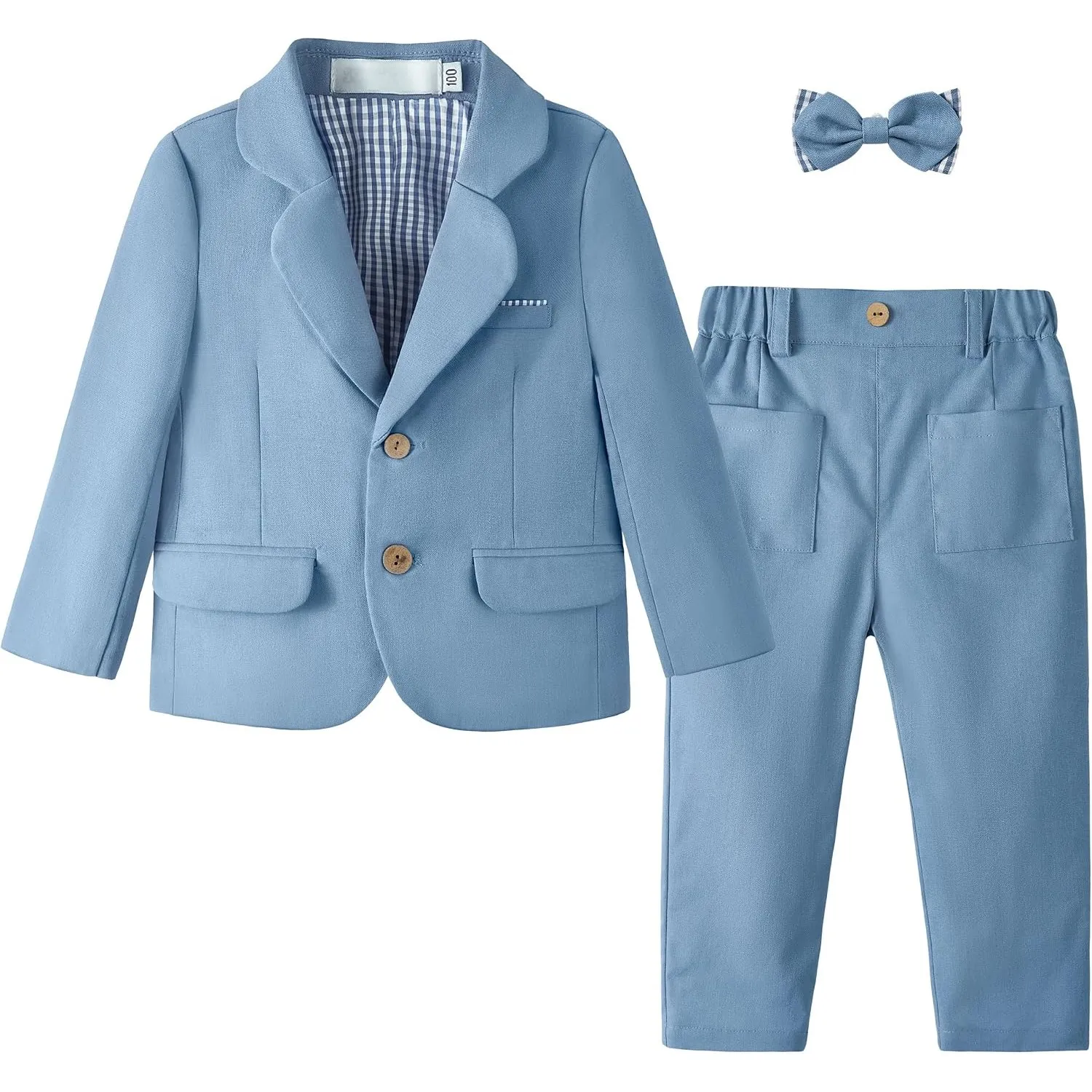 Volunboy Baby Jungen Anzug 2-teilig Blazer & Hose Set aus Baumwolle & Leinen Smoking für Hochzeit & Taufe