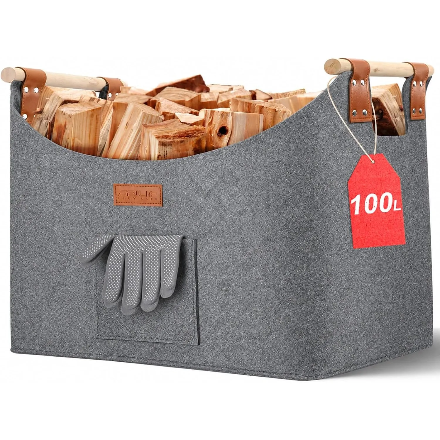 Holzkorb für Kaminholz mit doppelter Nietverstärkung 100L 60x40x40cm