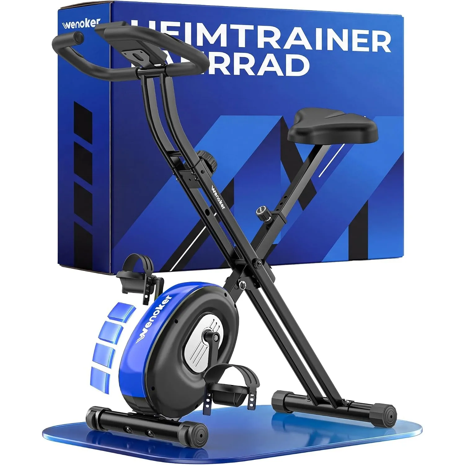 WENOKER Heimtrainer Fahrrad klappbar, Fitness Bike, 16 Stufen, bis 160 kg
