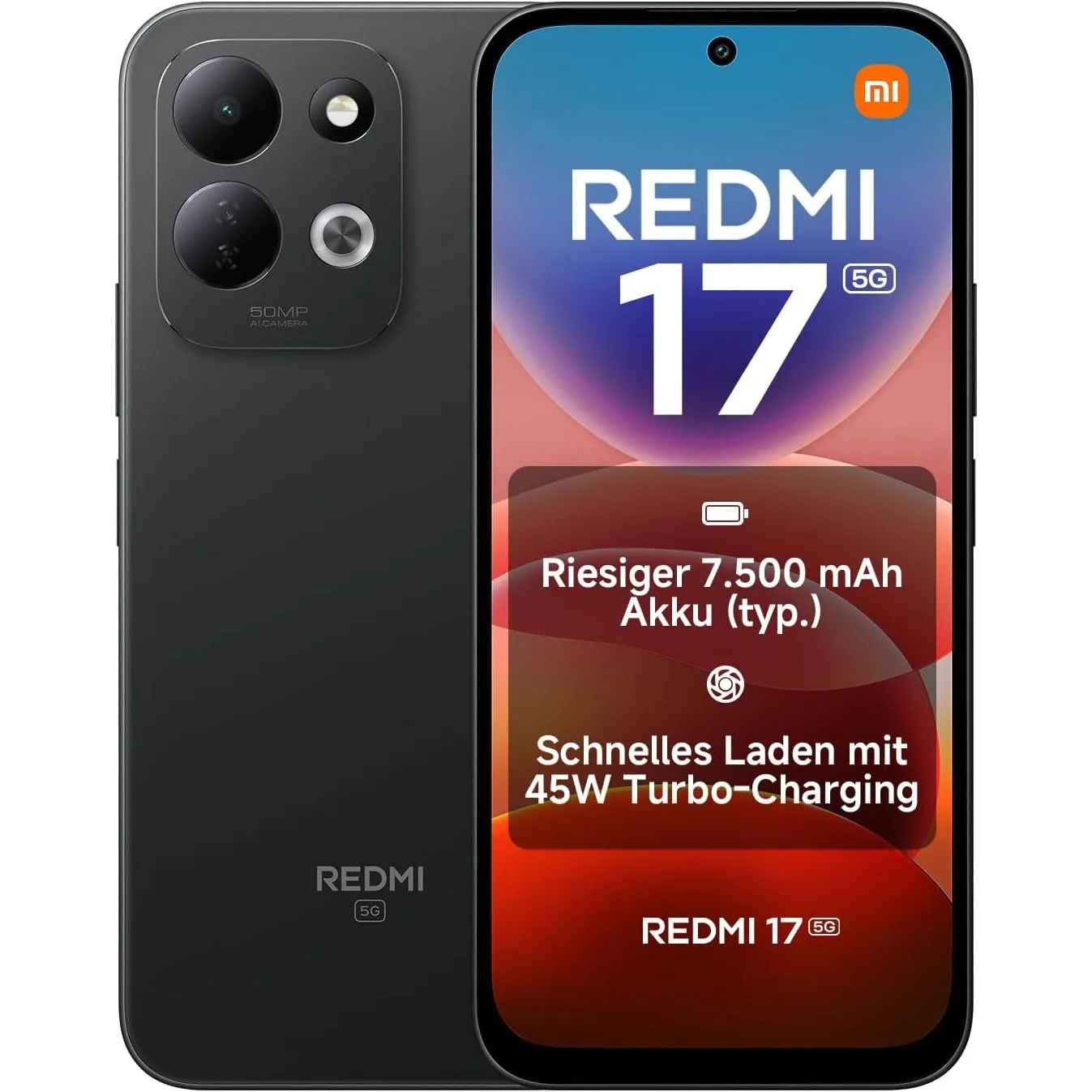 Xiaomi REDMI 17 5G, Smartphone 4+256 GB, Schwarz, 7500mAh Akku, 45W Laden