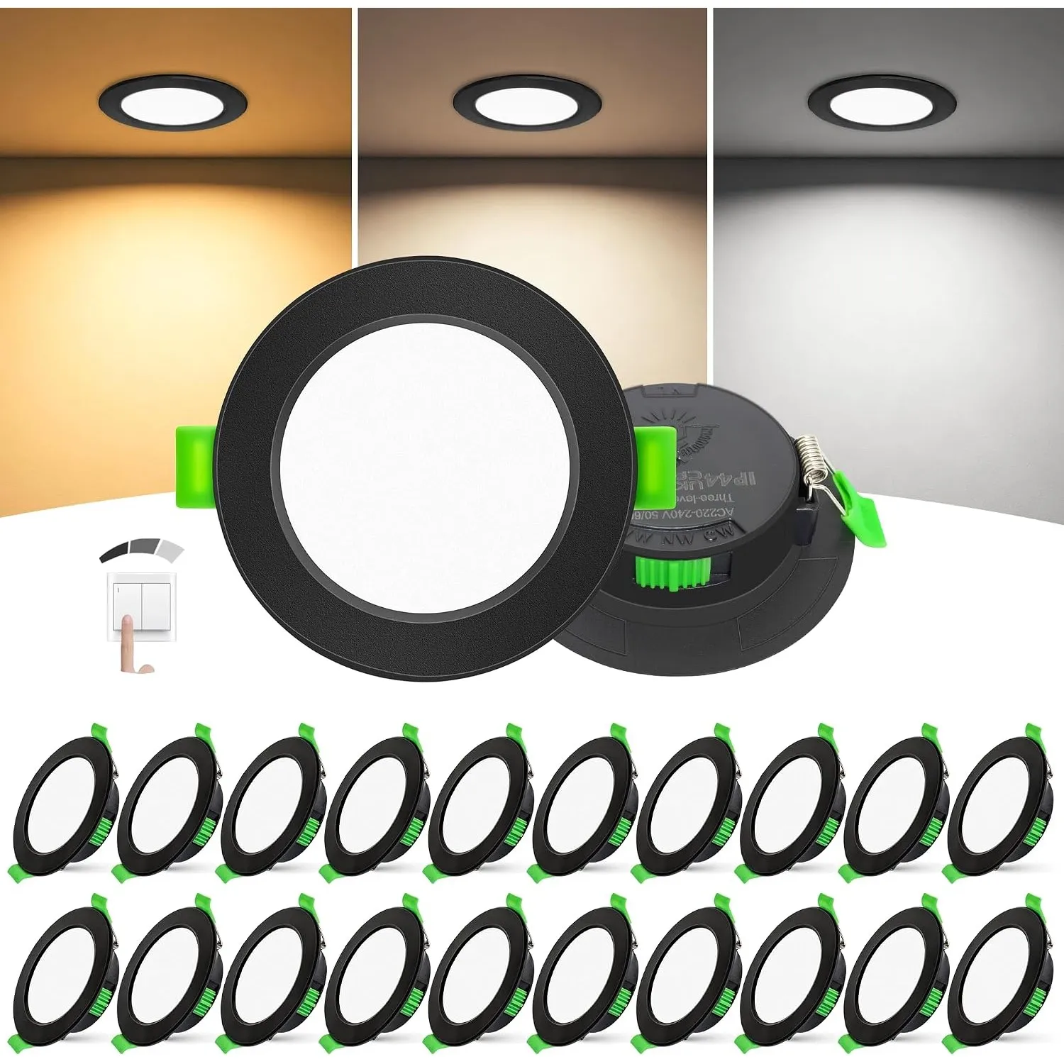 LED Einbaustrahler 230V 3-Stufen Dimmbar LED Spots IP44 20er Set
