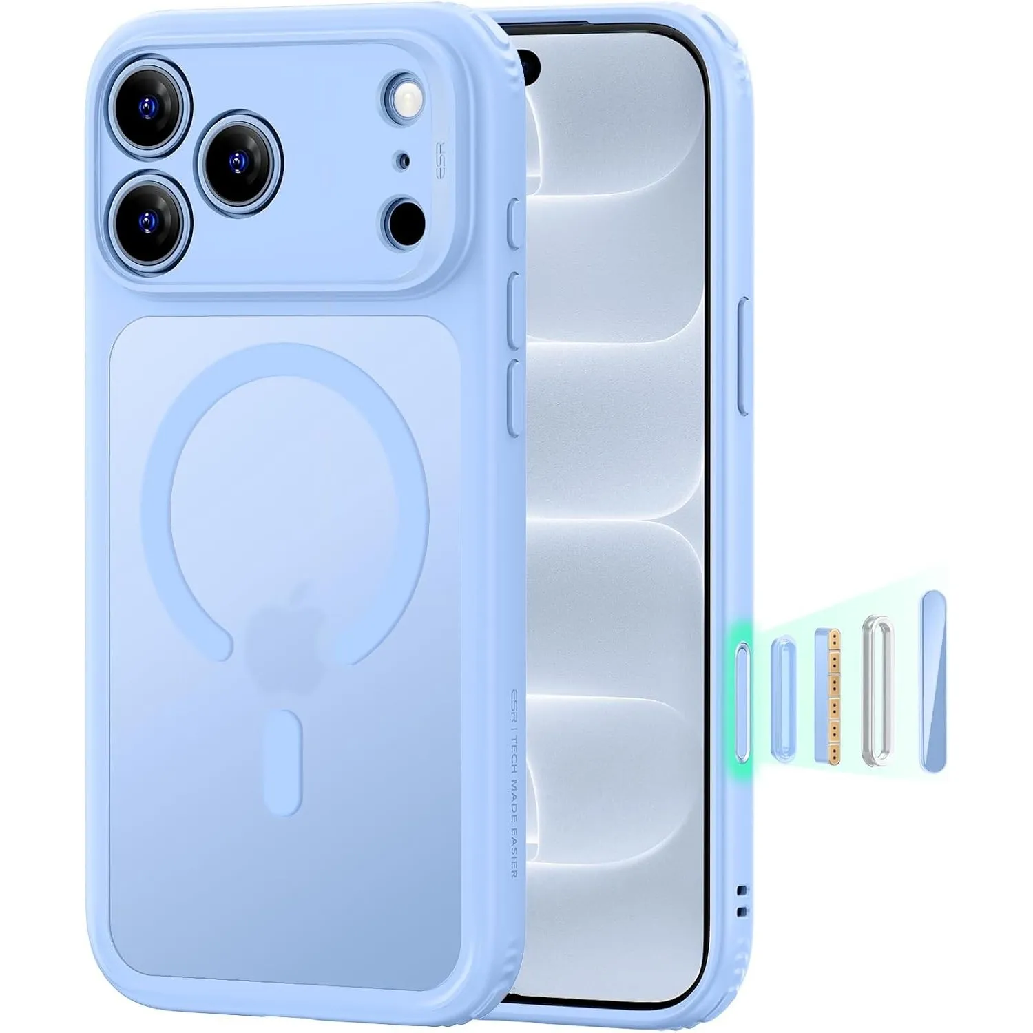 ESR Classic Hybrid für iPhone 18 Pro Max / 17 Pro Max Hülle, Matt Hellblau