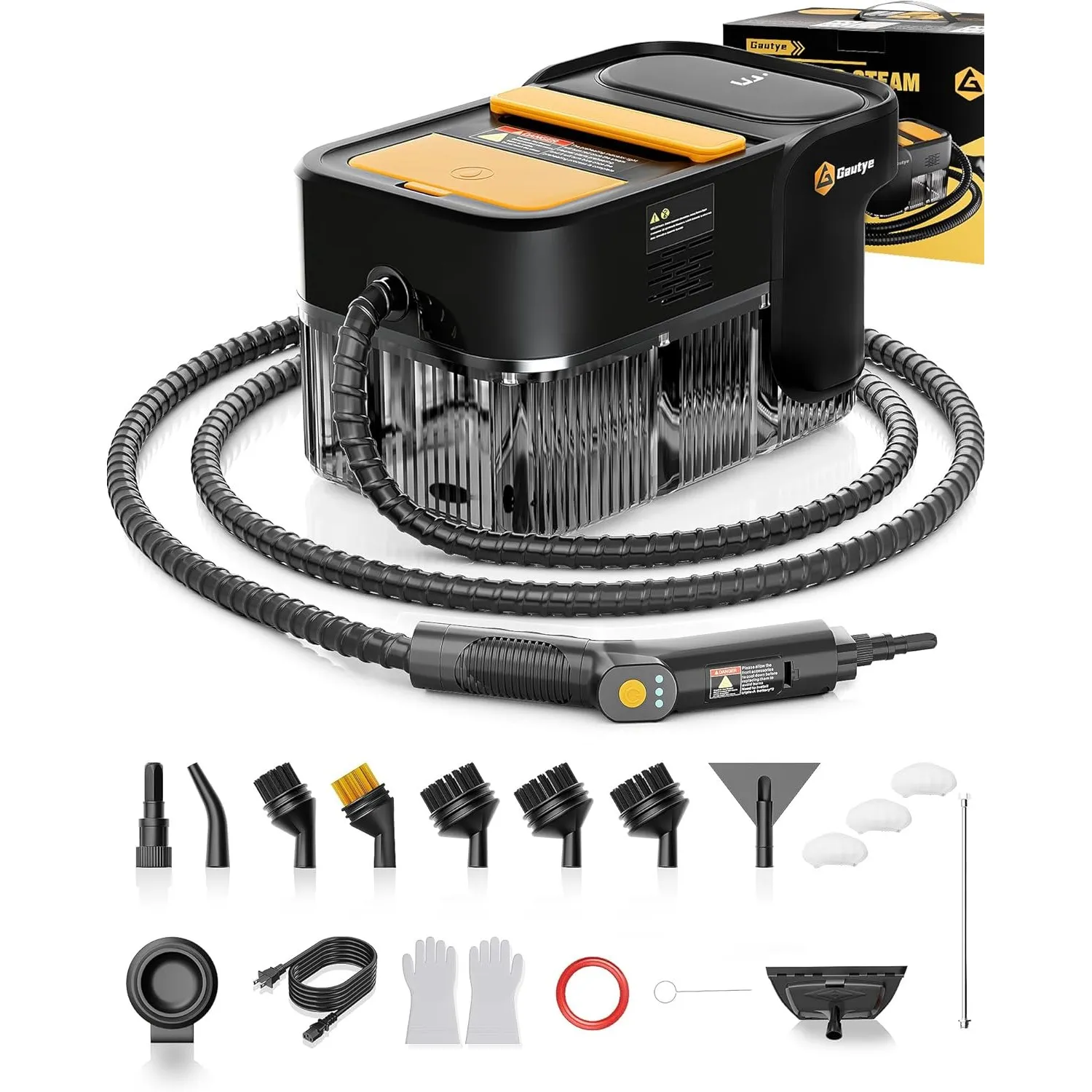 Gautye Dampfreiniger 3 stufig verstellbarer Griff, 10 Sekunden Aufheizzeit | 2L Wassertank, steam cleaner mit 18 Zubehö…