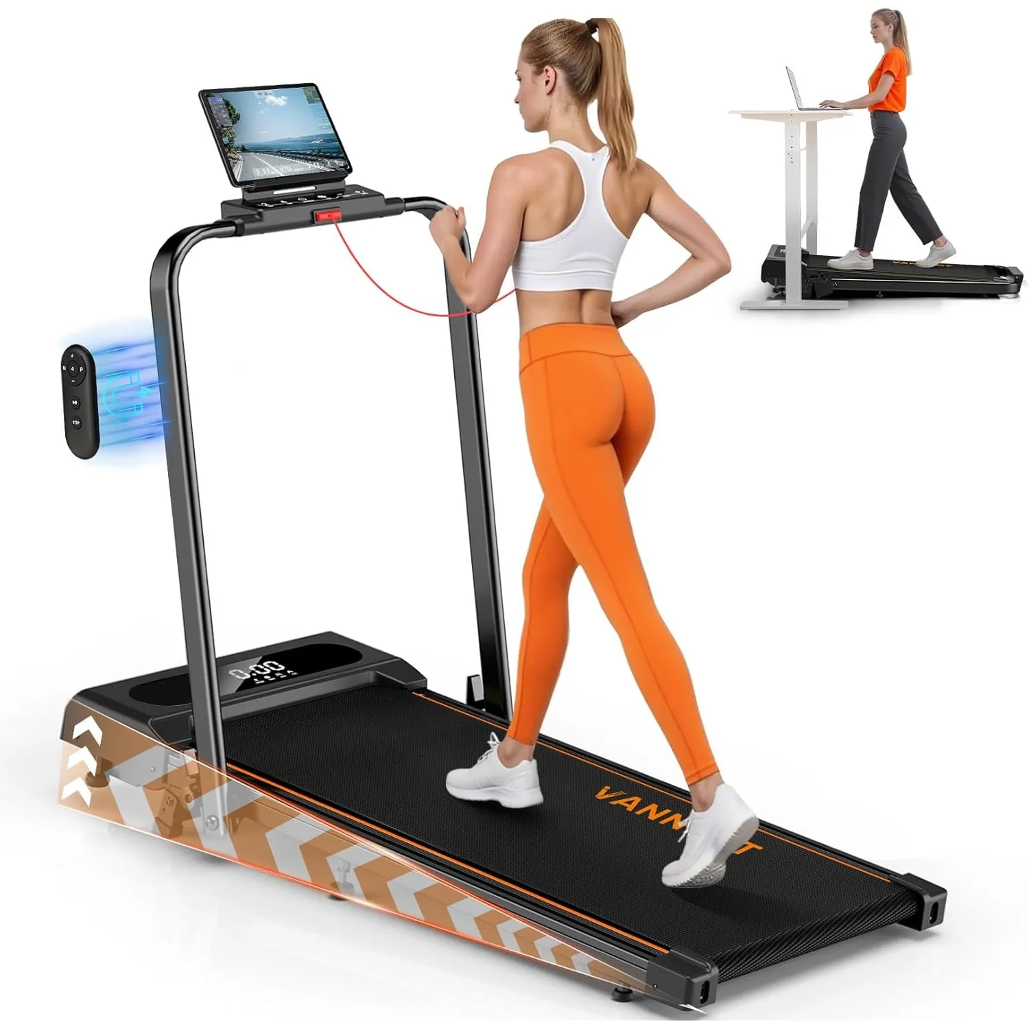 Laufband für Zuhause, 1-12 km/h Walking Pad mit 9% Steigung, 2.75 HP Klappbares Laufband mit App, Walking Pad Klappbar …