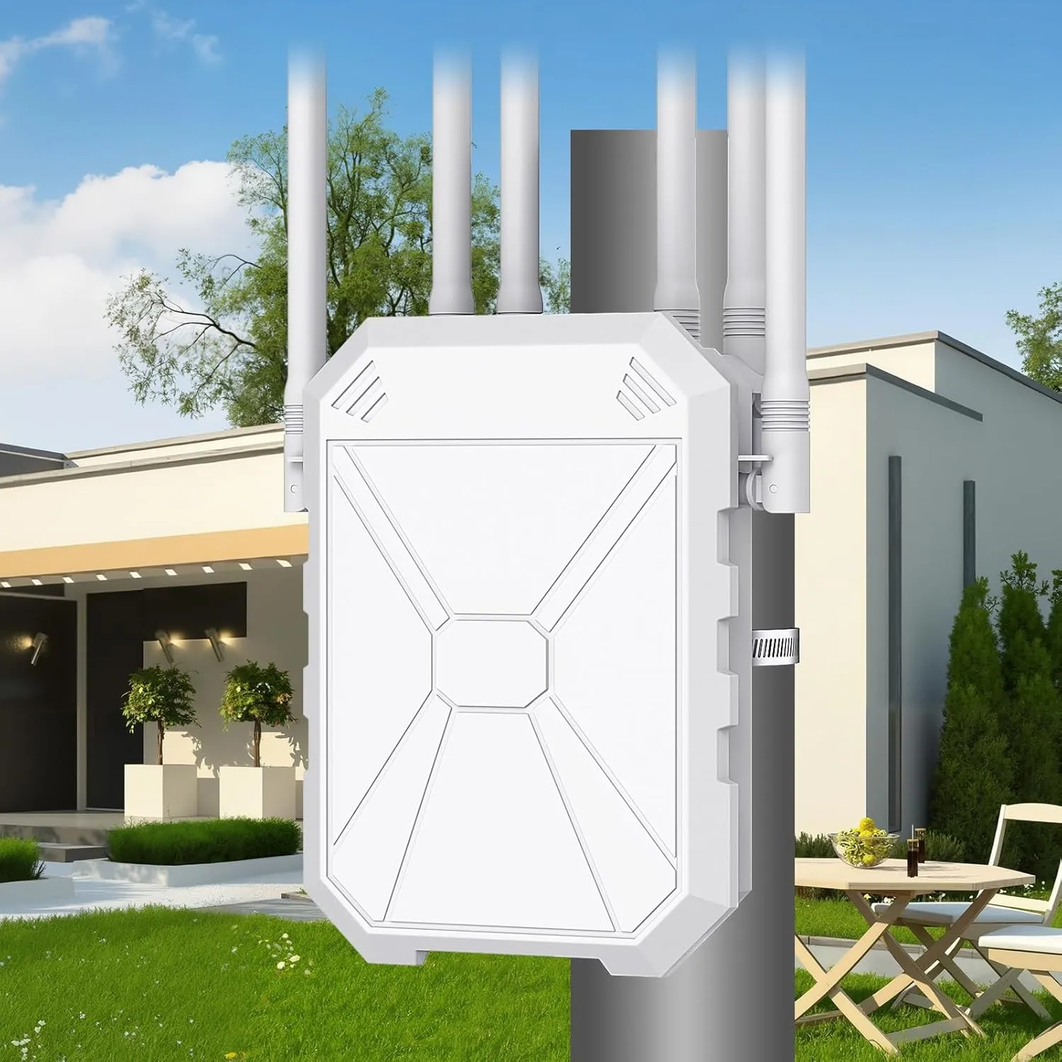 AX3000 Outdoor WLAN Repeater WiFi 6 Verstärker bis 3000Mbps, Dualband 2.4GHz & 5GHz, IP67 Wasserdicht, Lange Reichweite…