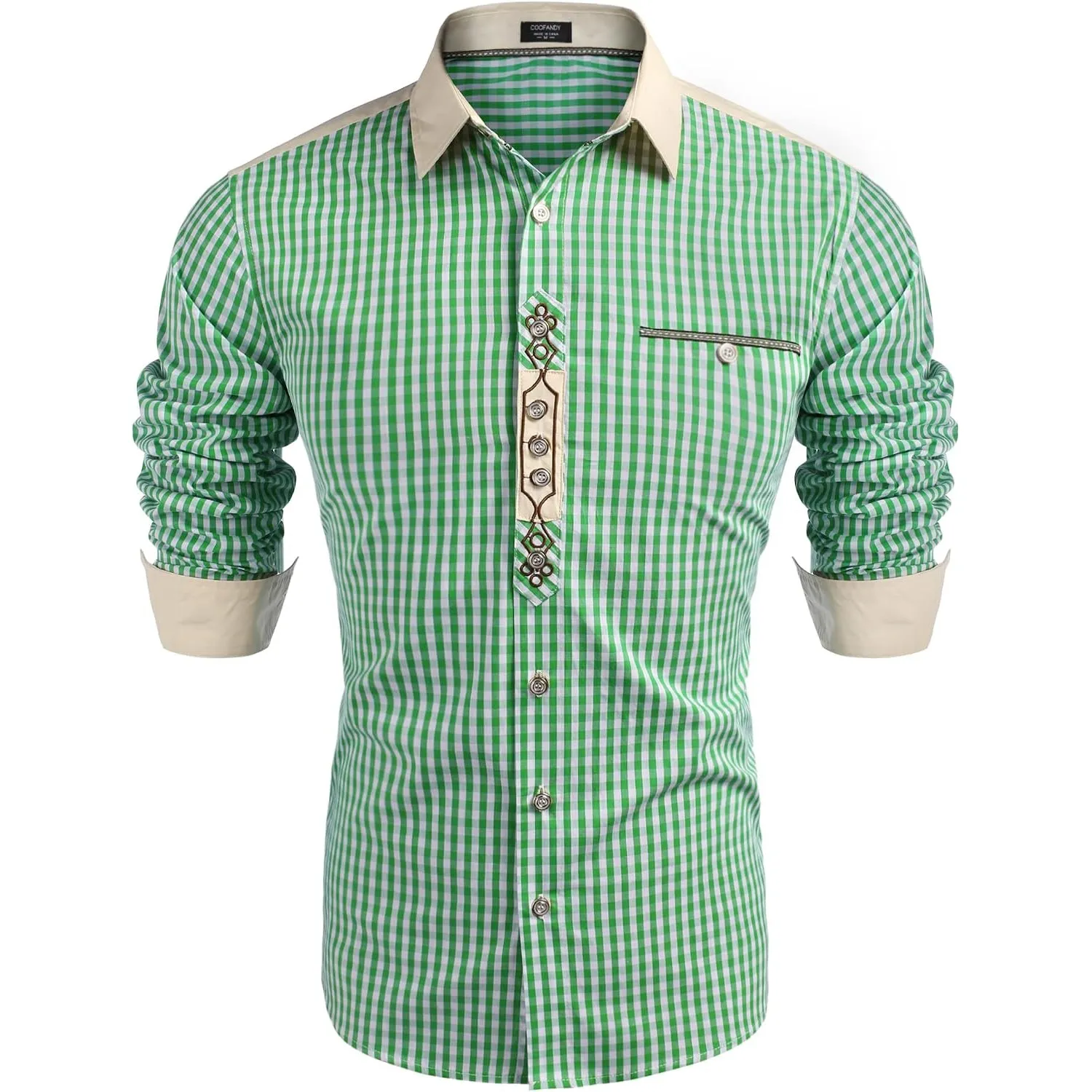 COOFANDY Hemd Herren Langarm Trachtenhemd Kariertes Oktoberfest Hemd Freizeithemd Karohemden Herrenhemden mit Baumwolle…