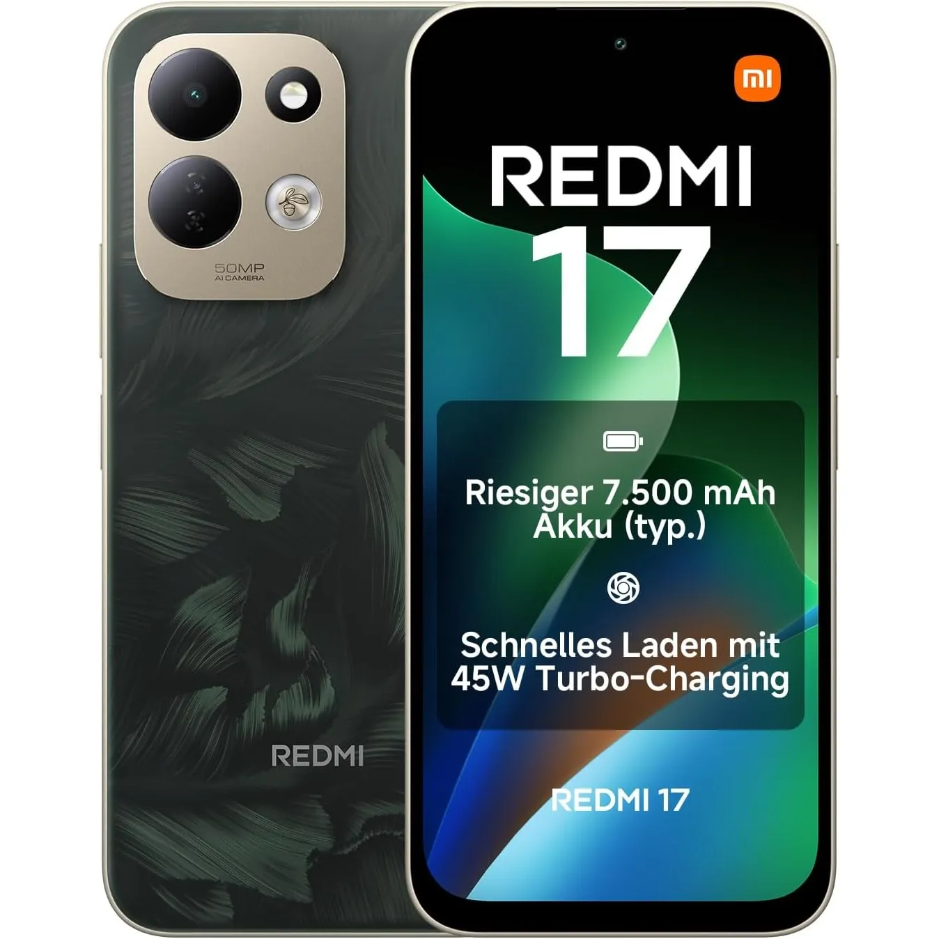 Xiaomi REDMI 17, Smartphone 4+128 GB, Grün, 7500mAh Akku, 45W Laden