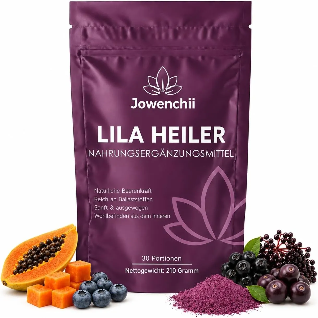 Lila Superfood Pulver Helfer 210 g – Grüne Entgiftungspulver Leben mit 8 Bakterienkulturen + Enzymen + Ballaststoffen (…