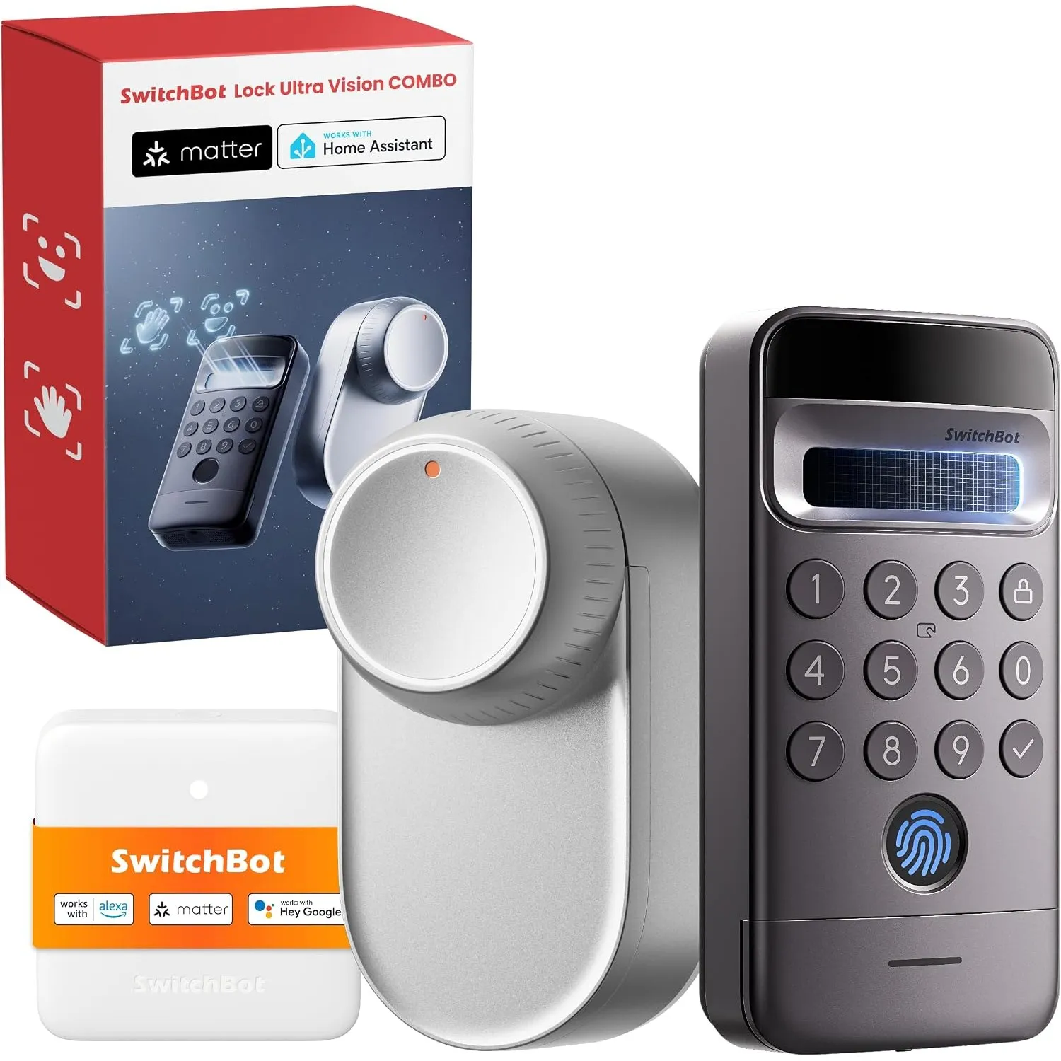 SwitchBot WiFi Smart Lock Ultra mit Keypad Vision Pro – 3D-Gesichts- & Venen-Erkennung, kontaktlose Entsperrung, passen…