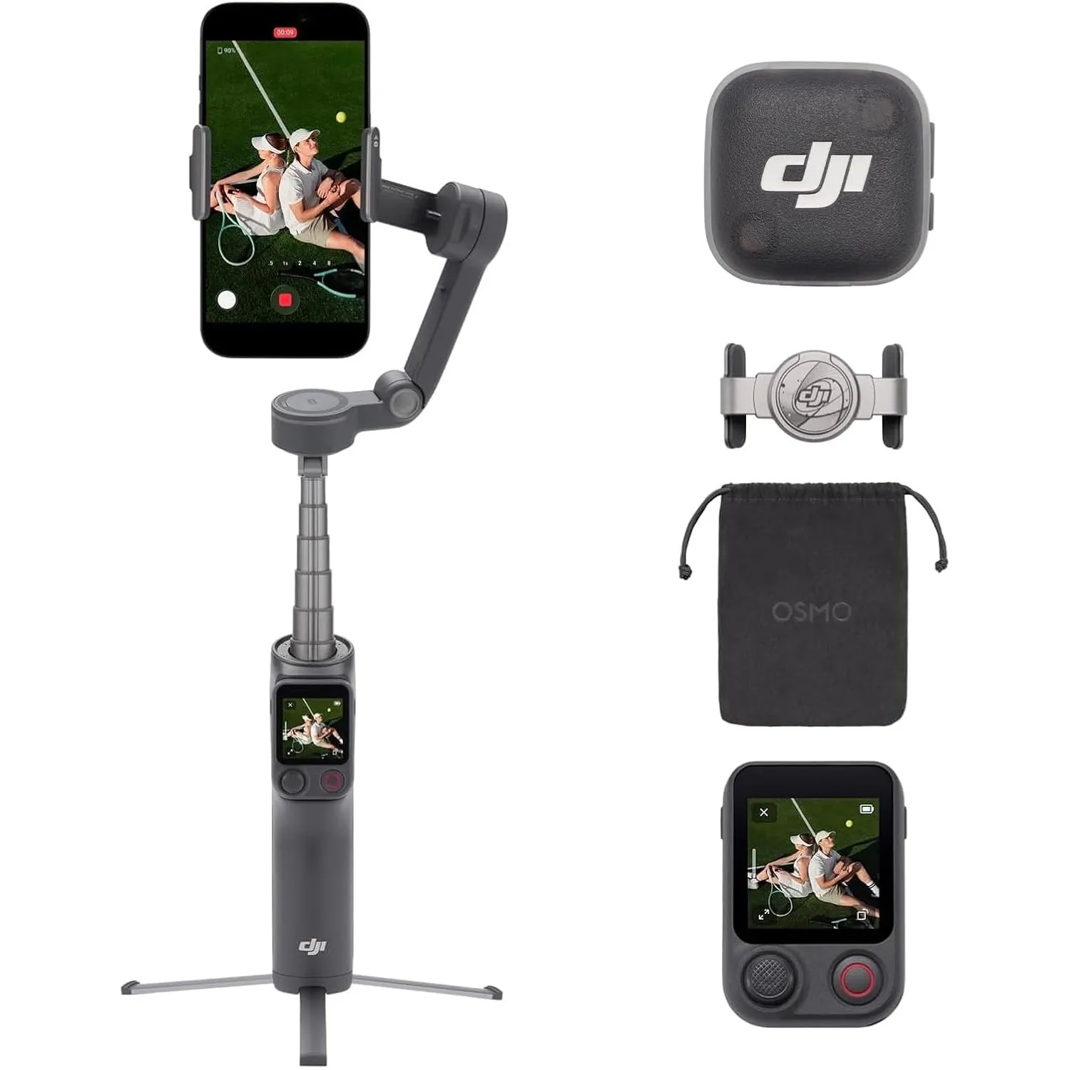 DJI Osmo Mobile 8P Vlog Combo mit Mic Mini 2 Sender, 360°-Schwenk Smartphone Gimbal-Stabilisator, Fernsteuerung, Native…