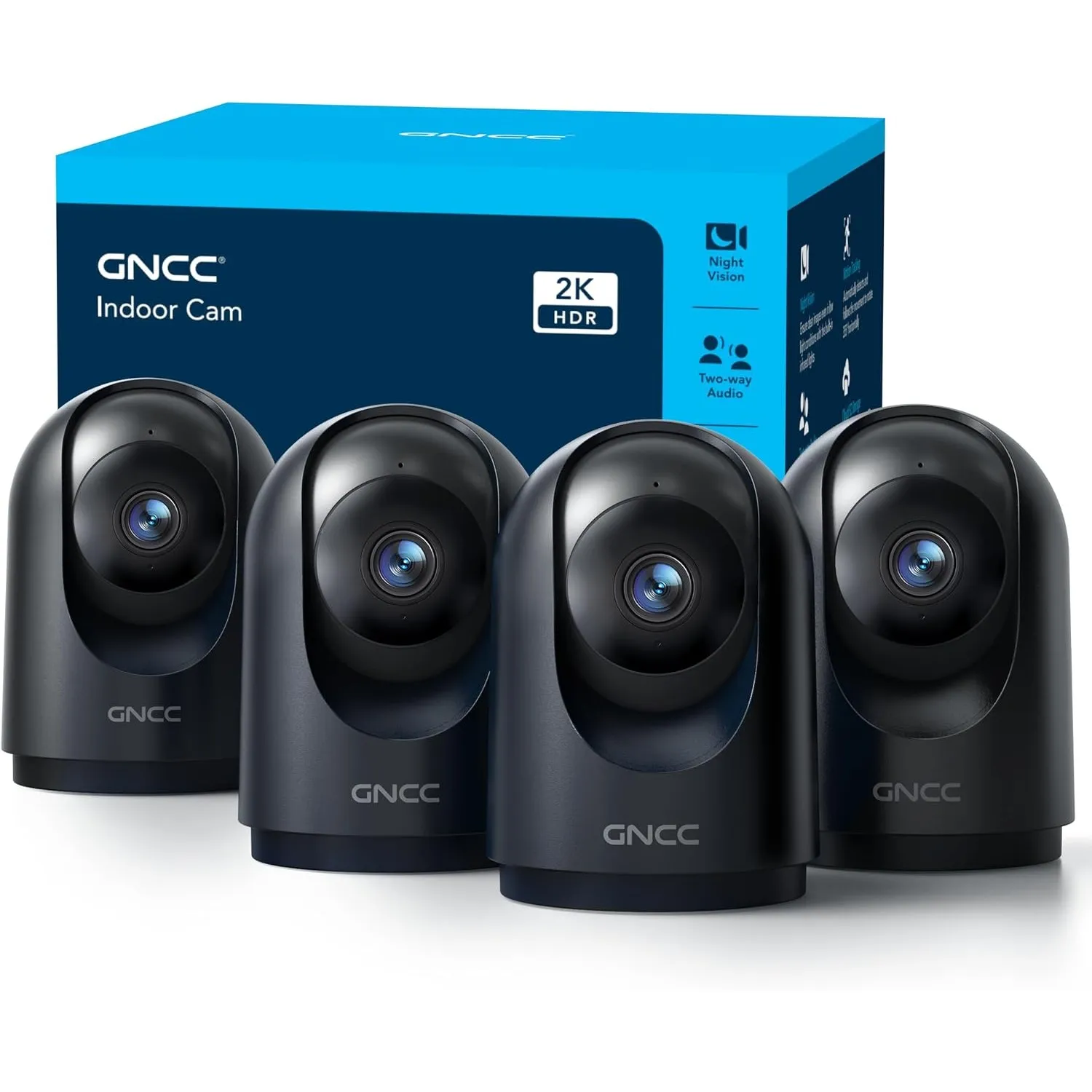 GNCC 2K Kamera Überwachung Innen - 360° Überwachungskamera Innen(4er-Pack)