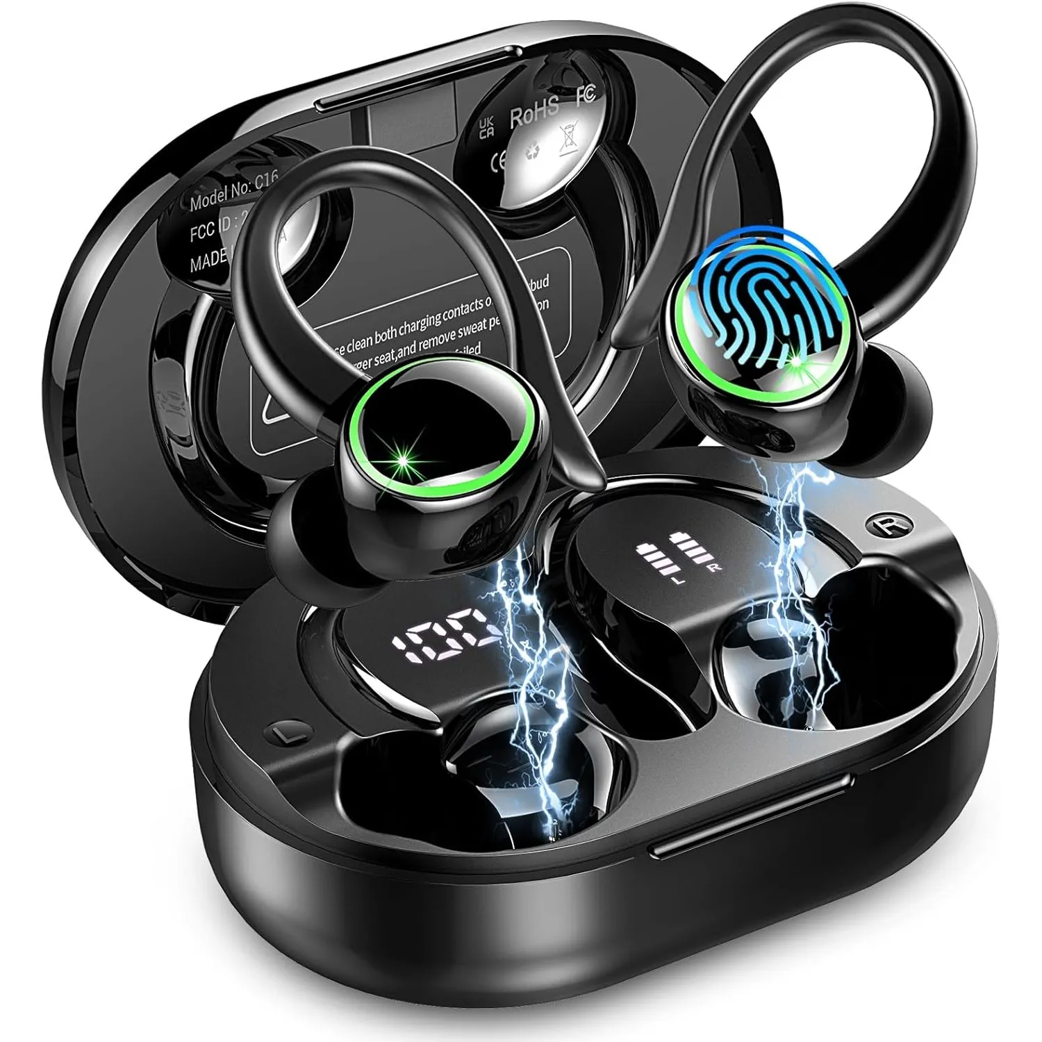 Bluetooth Kopfhörer, 2026 Kopfhörer Kabellos Bluetooth 5.4 Sport tiefer Bass, 56 std Spielzeit In Ear Kopfhörer mit 4 E…