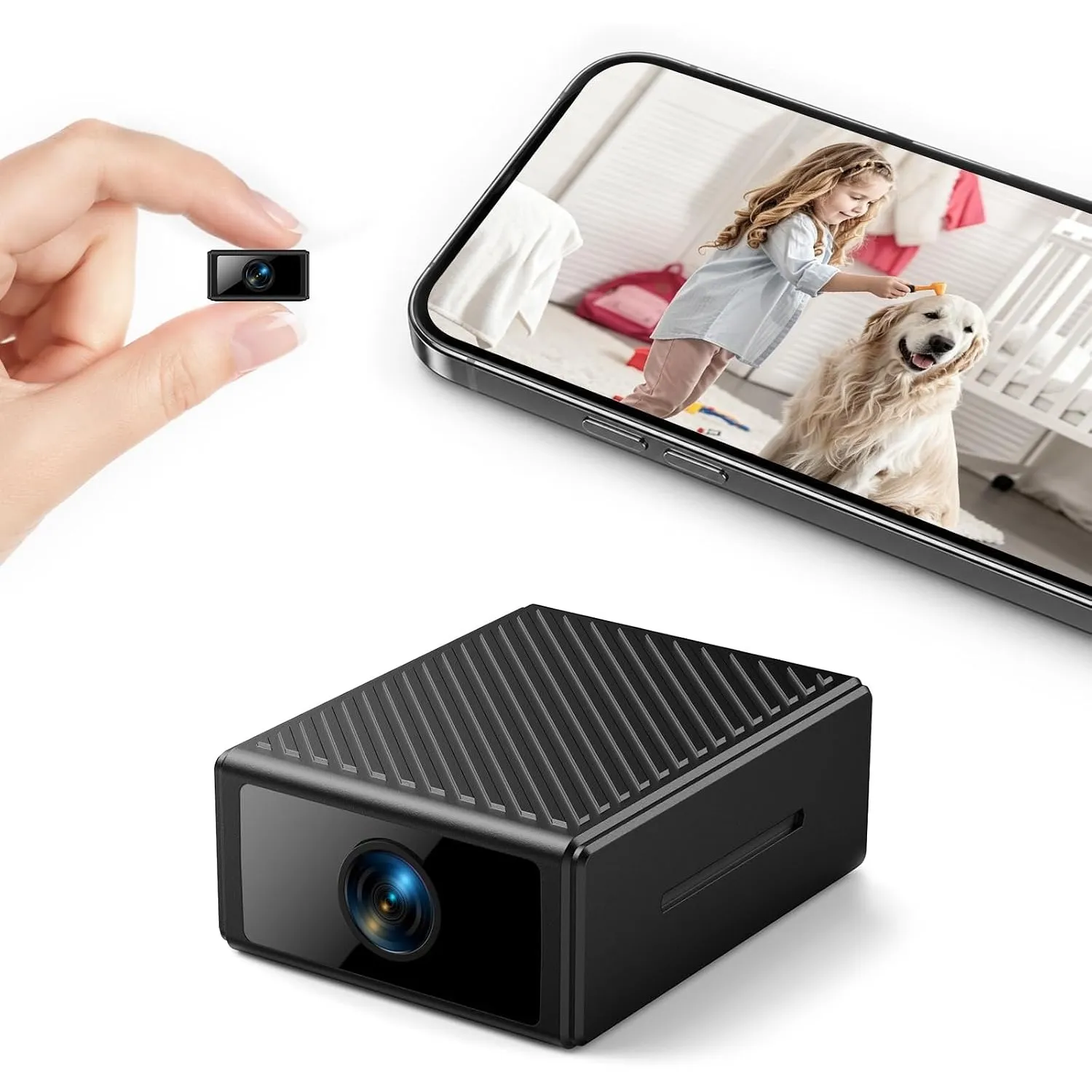 Mini Kamera 4K WLAN Überwachungskamera Innen, WiFi Kamera mit Handy APP, Live-Übertragung, Nachtsicht, Bewegungserkennu…