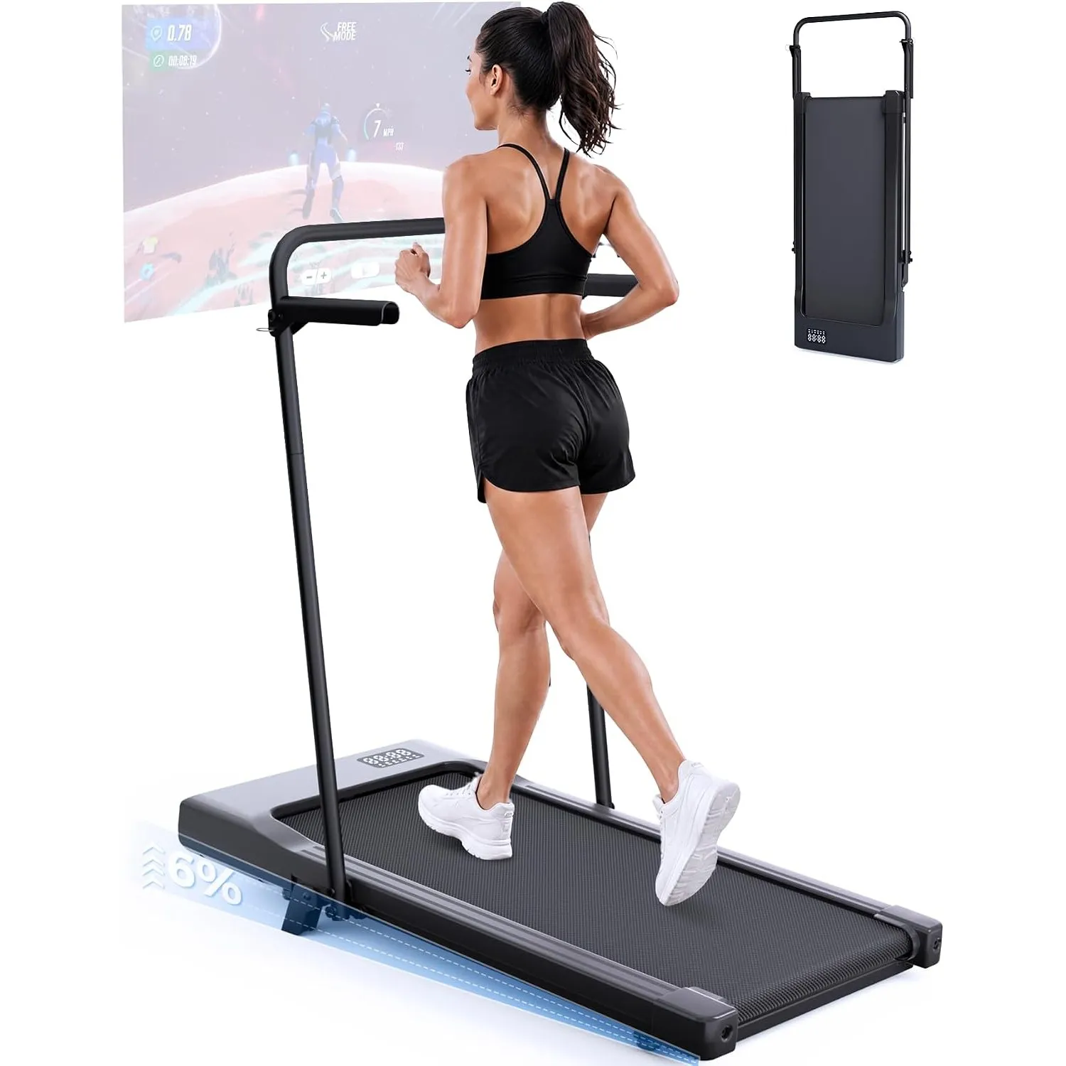 Copant Walking Pad mit Steigung 6%, Laufband für Zuhause 136KG mit App-Steuerung, 6 km/h & 12 km/h Laufband Schreibtisc…