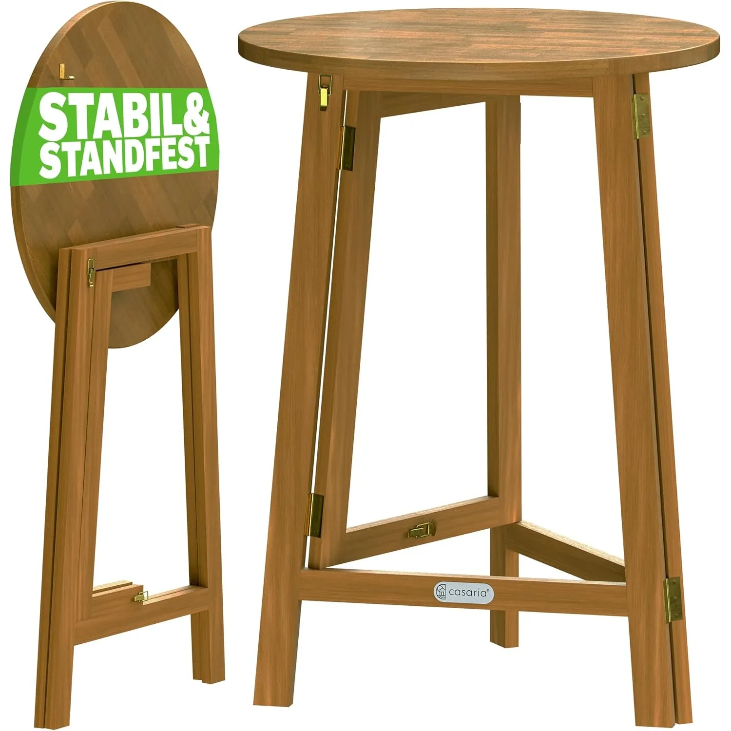 Casaria® Stehtisch 2er Set Holz Klappbar 110cm Hoch 80 cm Rund Akazie Rustikal Indoor Outdoor Bistrotisch Biertisch Gar…