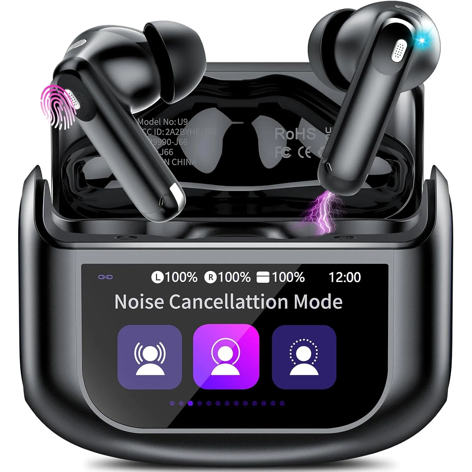 Touchscreen Bluetooth Kopfhörer, 2026 In Ear Kopfhörer Kabellos Bluetooth 5.4 mit ANC+ENC Noise Cancelling Mic, 48Std S…