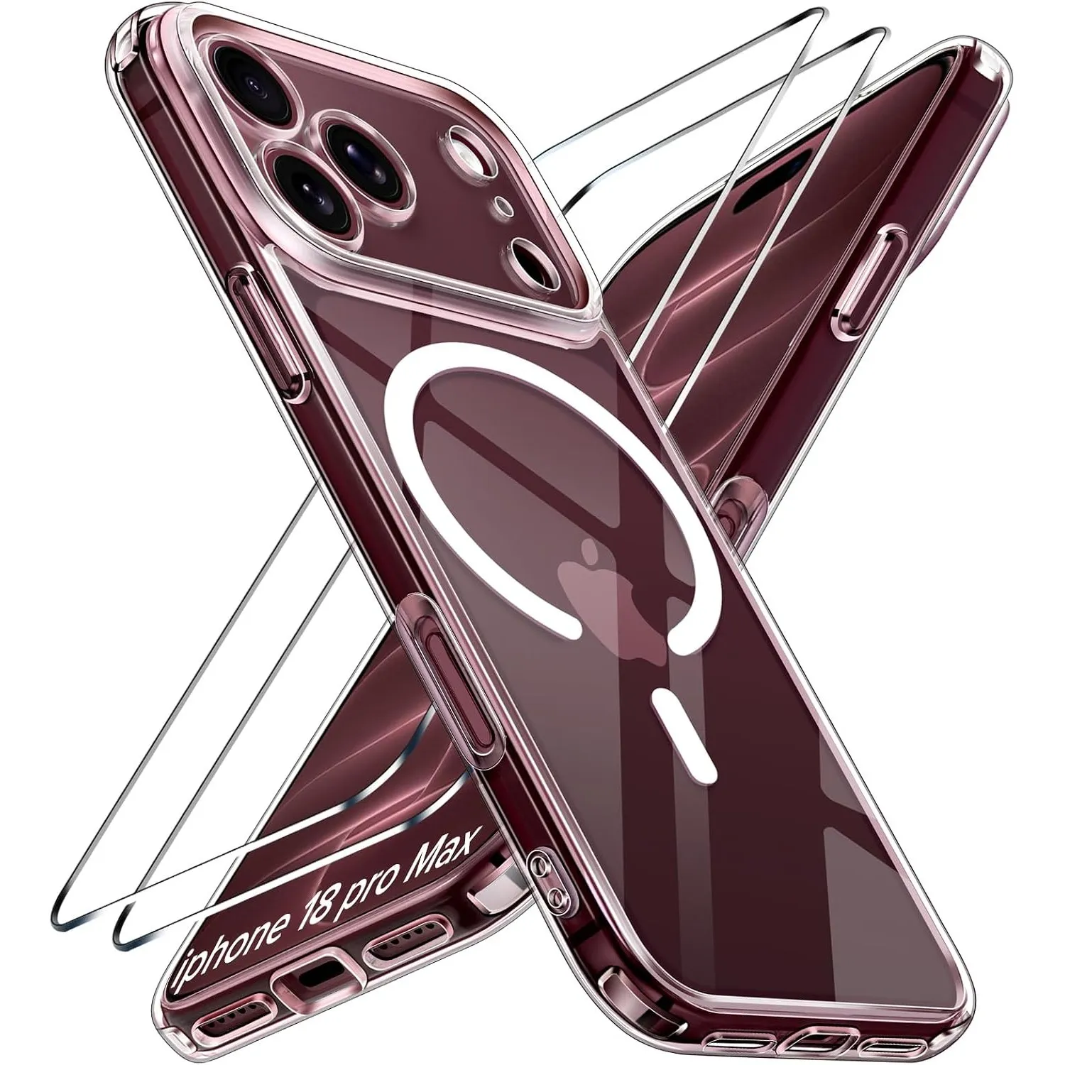 ivoler Klar Magnetisch Hülle für iPhone 18 Pro Max, 1 Handyhülle mit 2 Stück Panzer Schutz Glas, [Militärischer Schutz]…