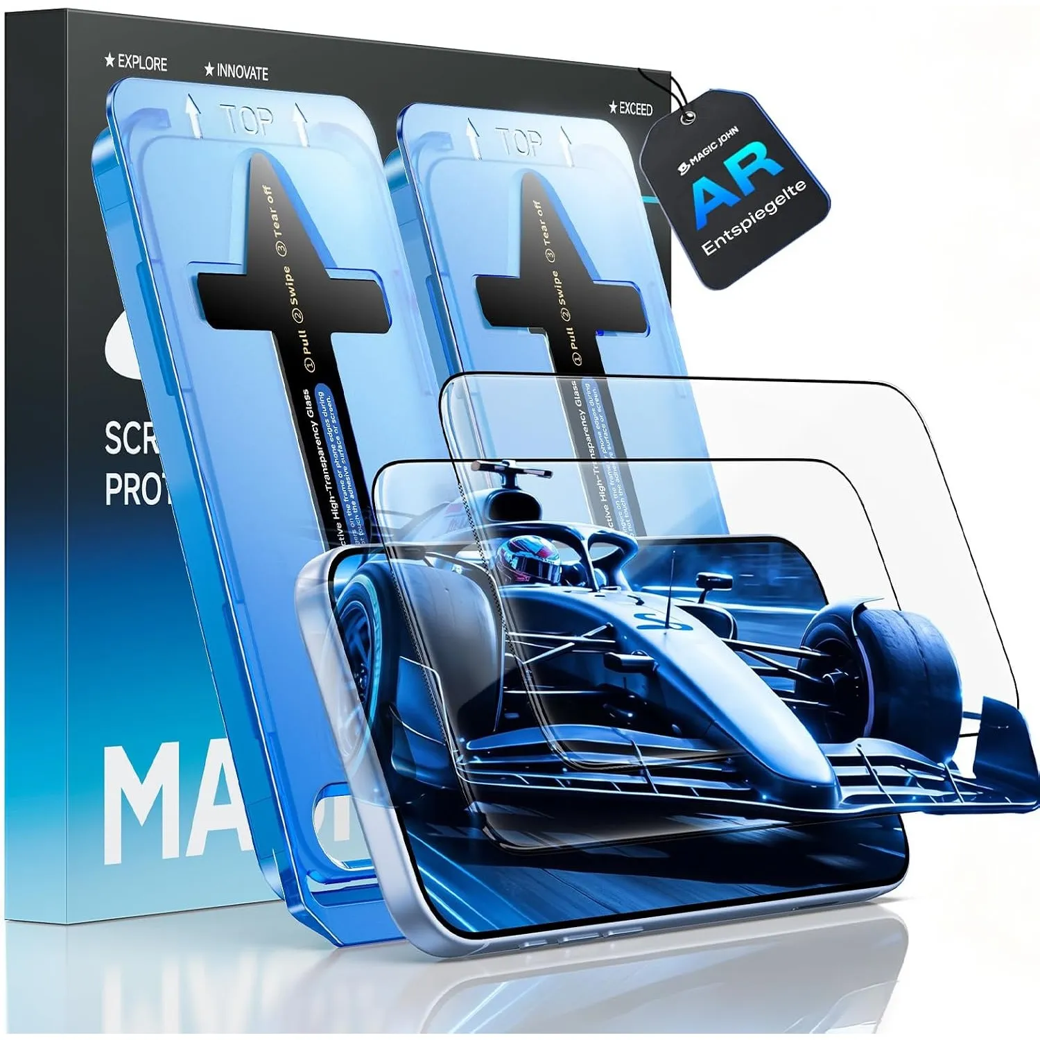 MAGIC JOHN Entspiegelte AR Schutzfolie für 18 Pro, Easy Installation
