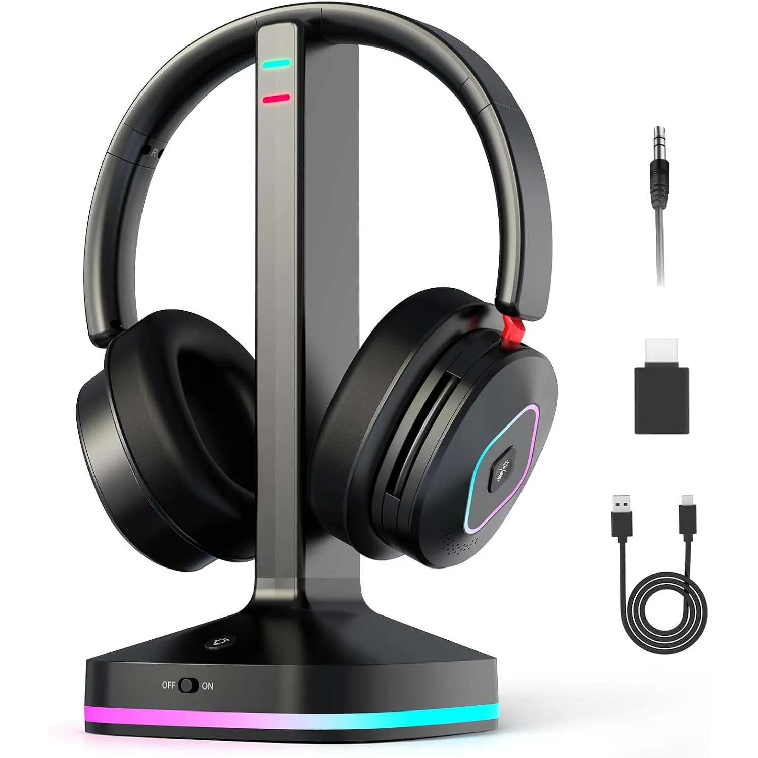 Earbay Kabelloses Gaming Headset Wireless mit Mikrofon, 2.4 GHz & Bluetooth 6.0, Kopfhörer mit Noise-Cancelling Mic, St…