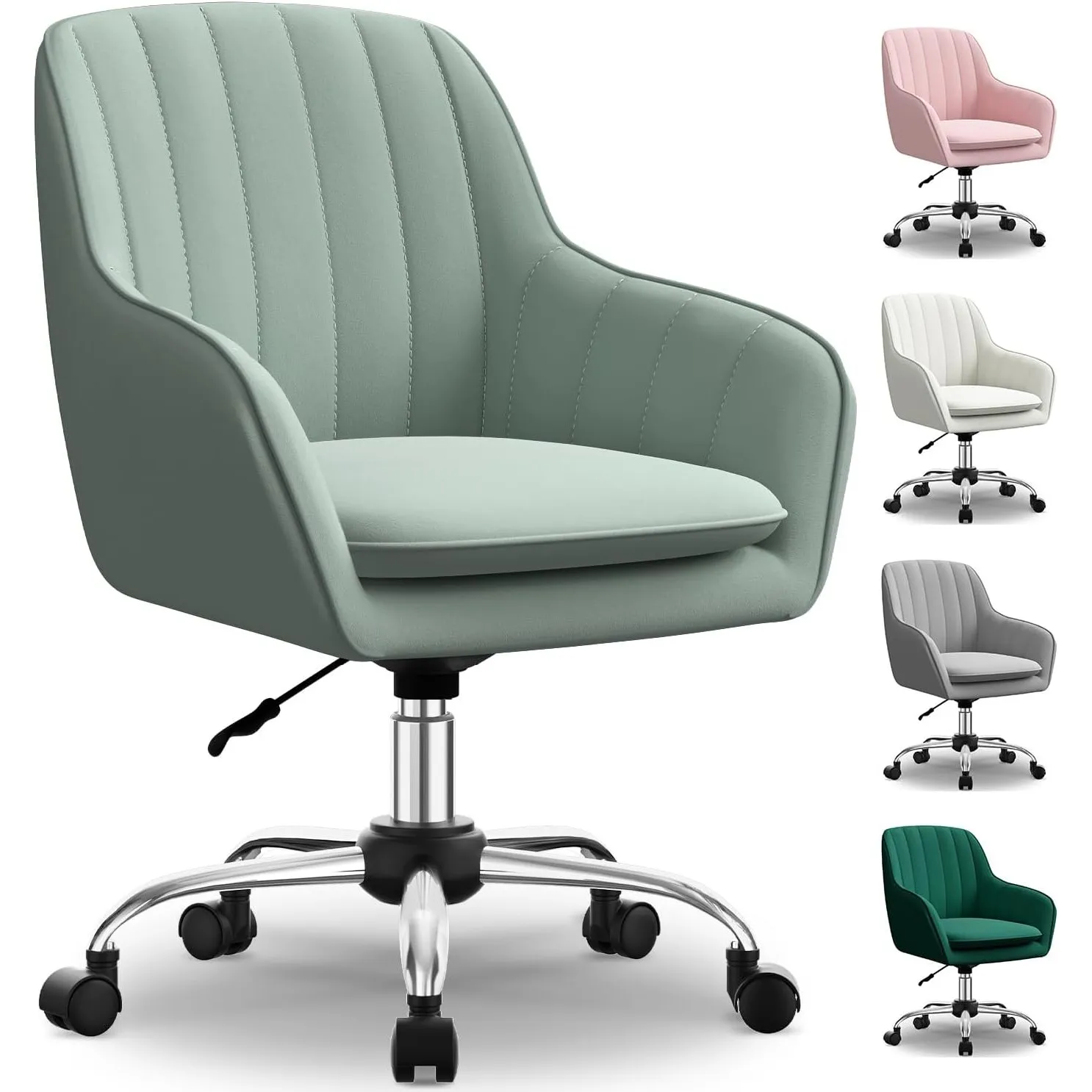 Schreibtischstuhl,Bürostuhl mit gepolstertem Samtstoff,Schminktisch Stuhl,höhenverstellbar Drehstuhl,Homeoffice Stuhl b…