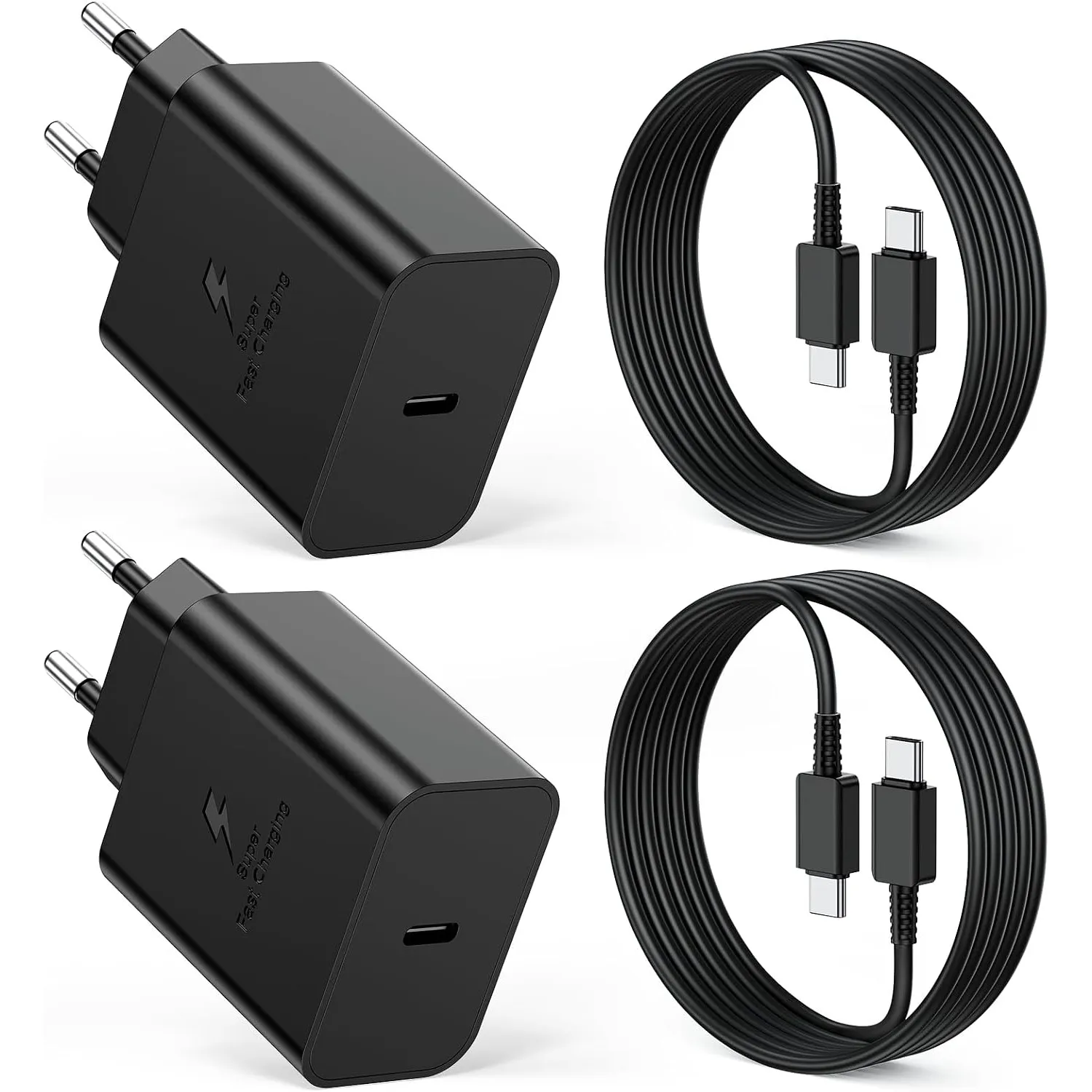 2-Pack 45W USB C Ladegerät für Samsung Schnellladegerät mit 2M Ladekabel für Galaxy S26 S25 Ultra S24 S23 S22 S21 A57 A…