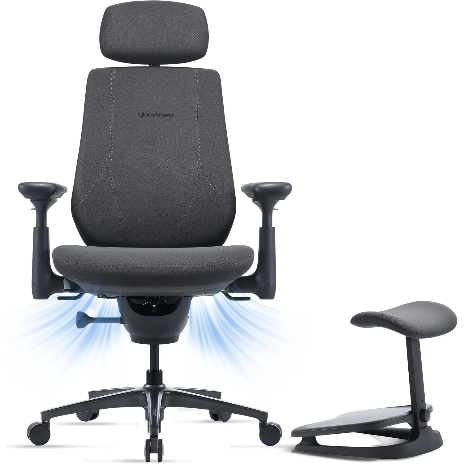 LiberNovo Maxis Ergonomischer Bürostuhl mit Fußstütze, für große Nutzer