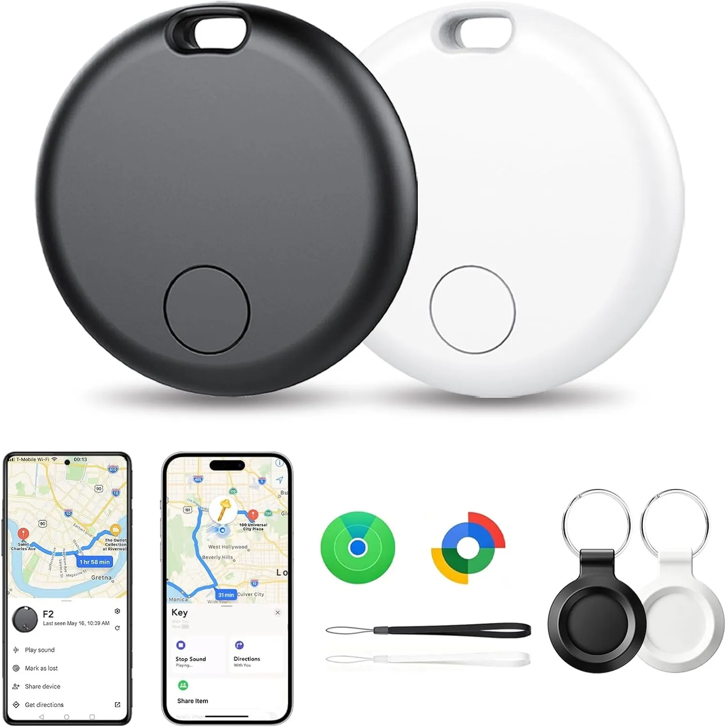 Dual System Smart Tracker Tag, Bluetooth Schlüsselfinder für Android e iOS