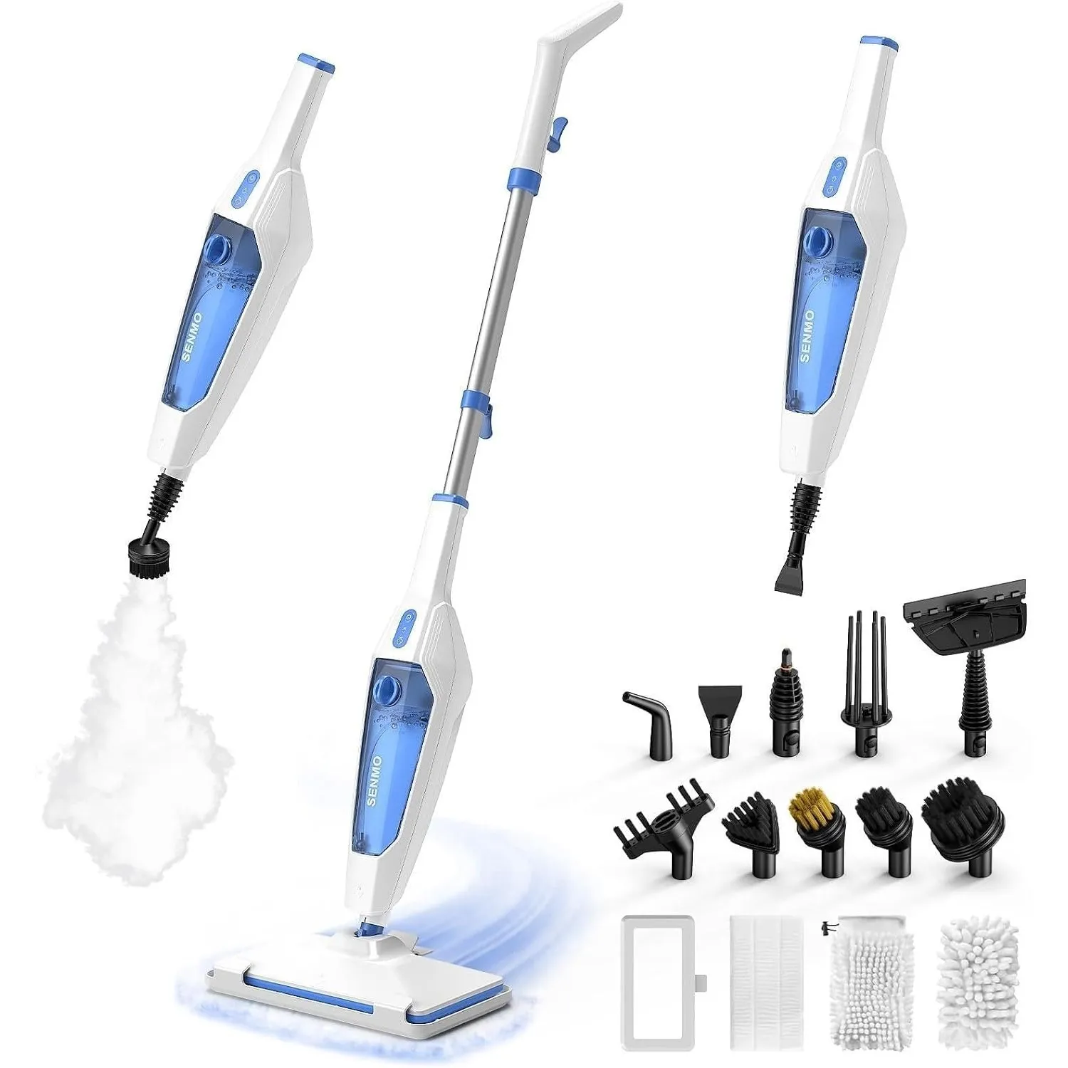 SENMO Dampfreiniger 10-in-1 mit abnehmbarem Handdampfreiniger | 1300W 228F Dampfreiniger Tiefe mit 14 Zubehörteilen für…