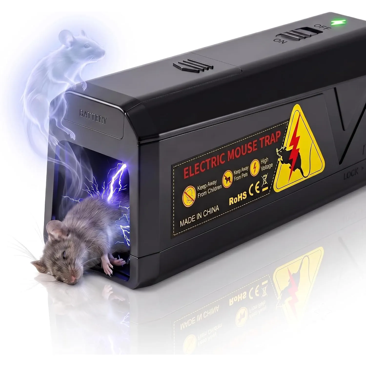 Elektrische Mausefalle 2000V für Kleine Mäuse, Rattenfalle Elektrisch