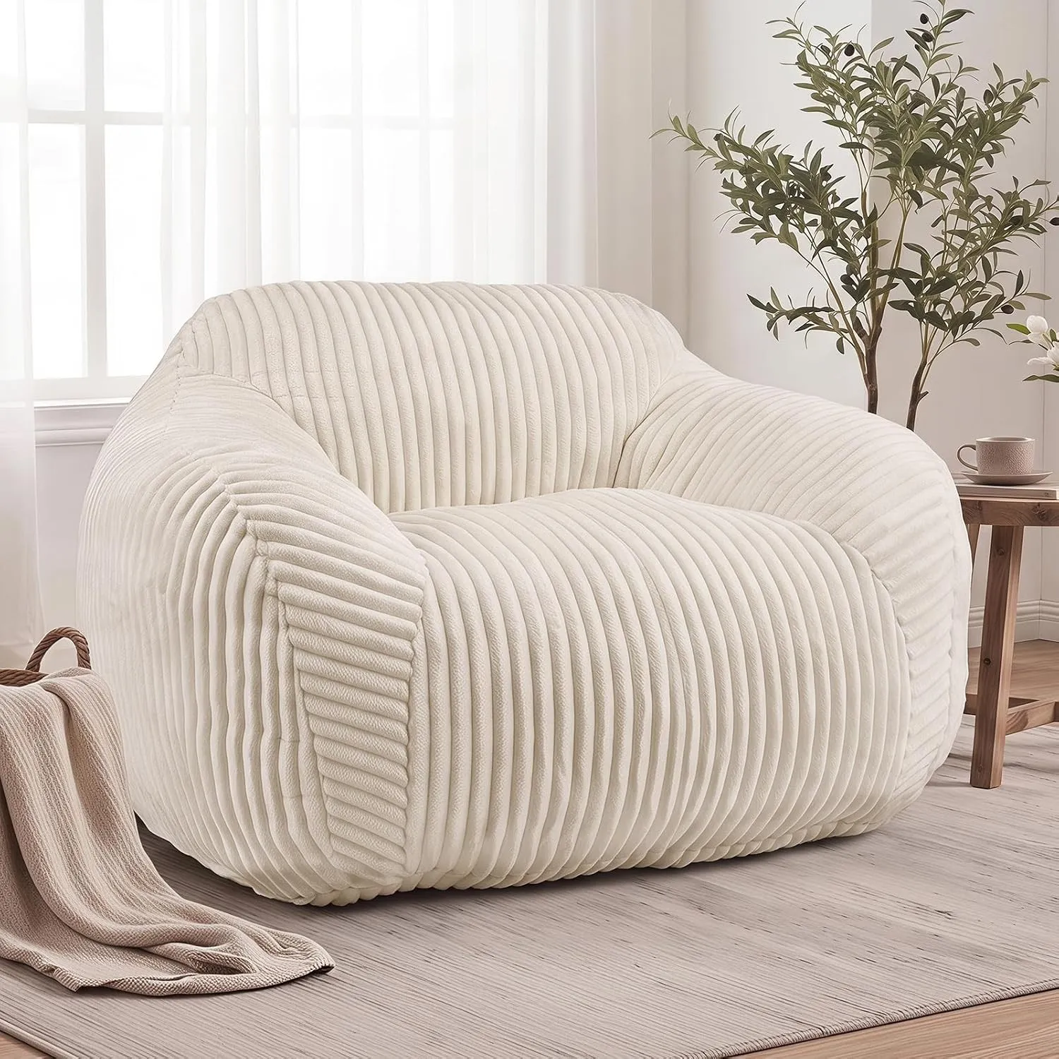XXL Sitzsack für Erwachsene, Riesiger Lesesessel aus weichem Cordstoff, bequemer Lounge Sessel als Bodensofa für Wohnzi…