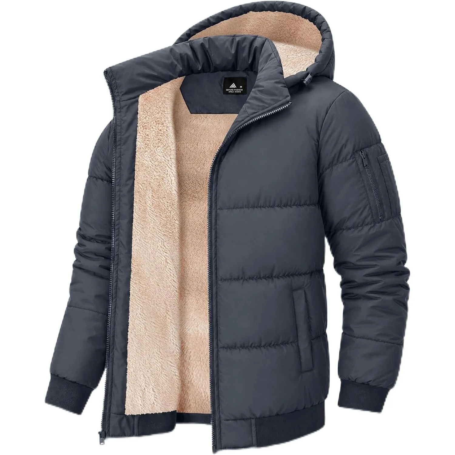 ZITY Herren Winterjacke mit abnehmbare Kapuze Winddicht Outdoor Jacke