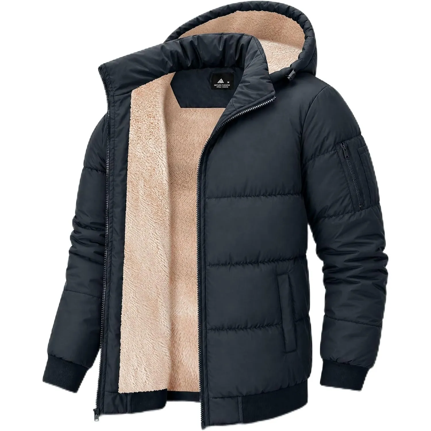 ZITY Herren Winterjacke mit abnehmbare Kapuze Winddicht Outdoor Jacke