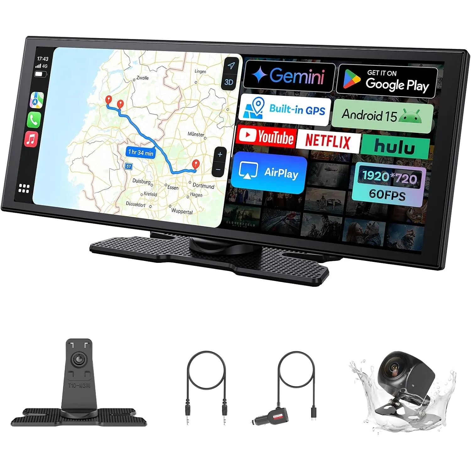 OTTOCAST OttoScreen AI (2.Gen) 11,4 Zoll CarPlay Display mit Gemini AI