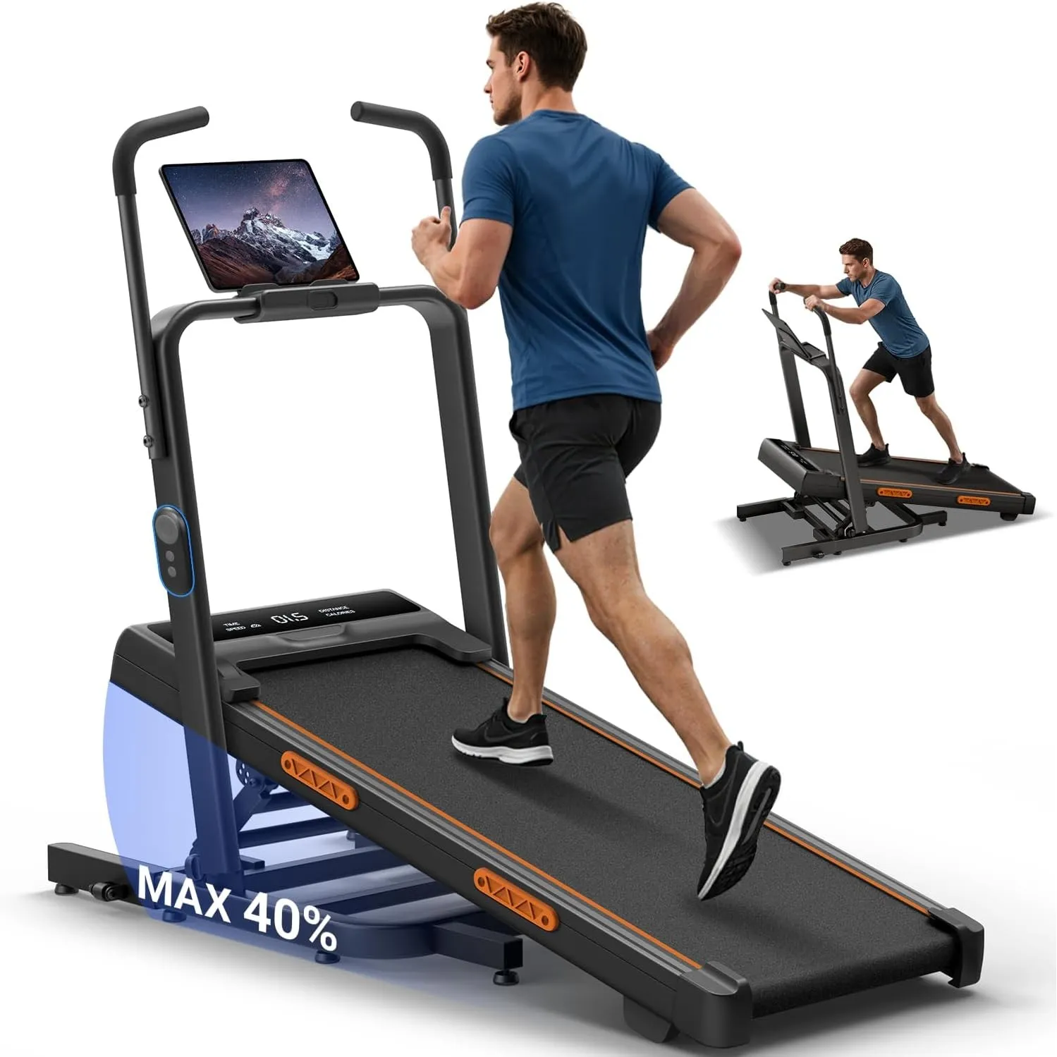 CURSOR Walking Pad Laufband mit Steigung 40%, Laufband für Zuhause 10KM/H