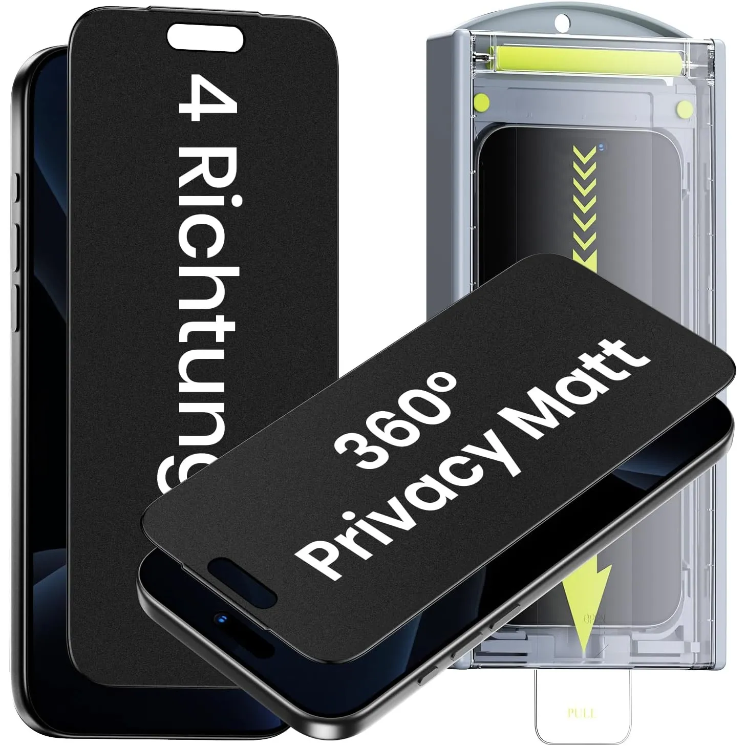 WSKEN für iPhone 18 Pro für Panzerglas Matte 360°Privacy
