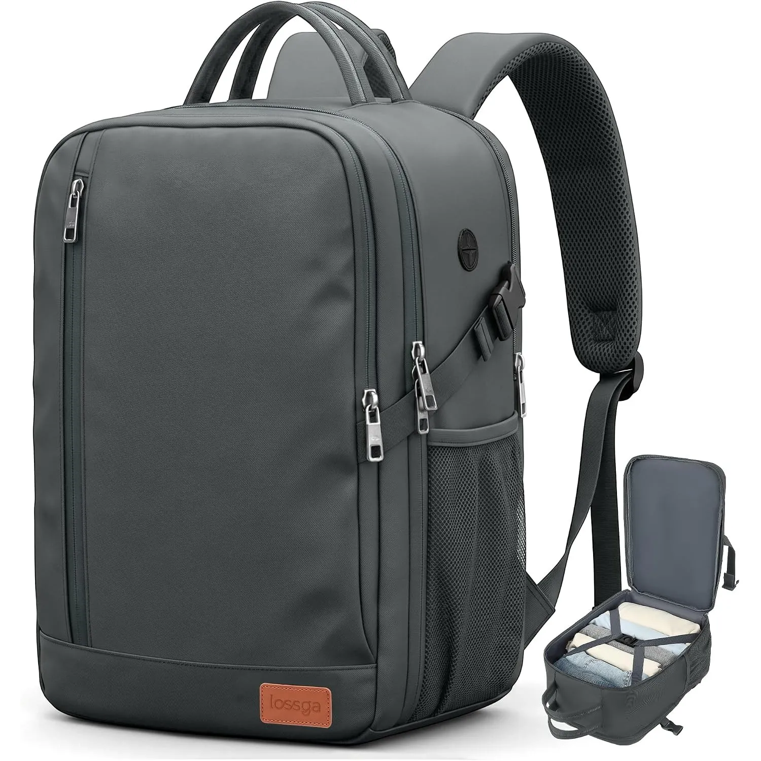 Lossga Handgepäck Rucksack 40x30x20 für Ryanair 24L | Flugzeug Reiserucksack 14 Zoll Laptop Travel Backpack für Wizz Ai…