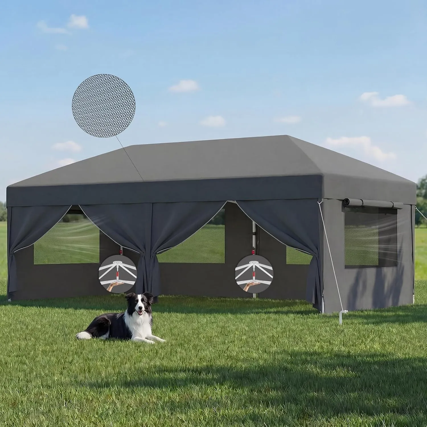 JUMMICO Pop Up Faltpavillon 3x6 Pavillon mit Netzfenstern zur Belüftung, UV-Schutz 50+, mit 4 Seitenwänden, wasserdicht…
