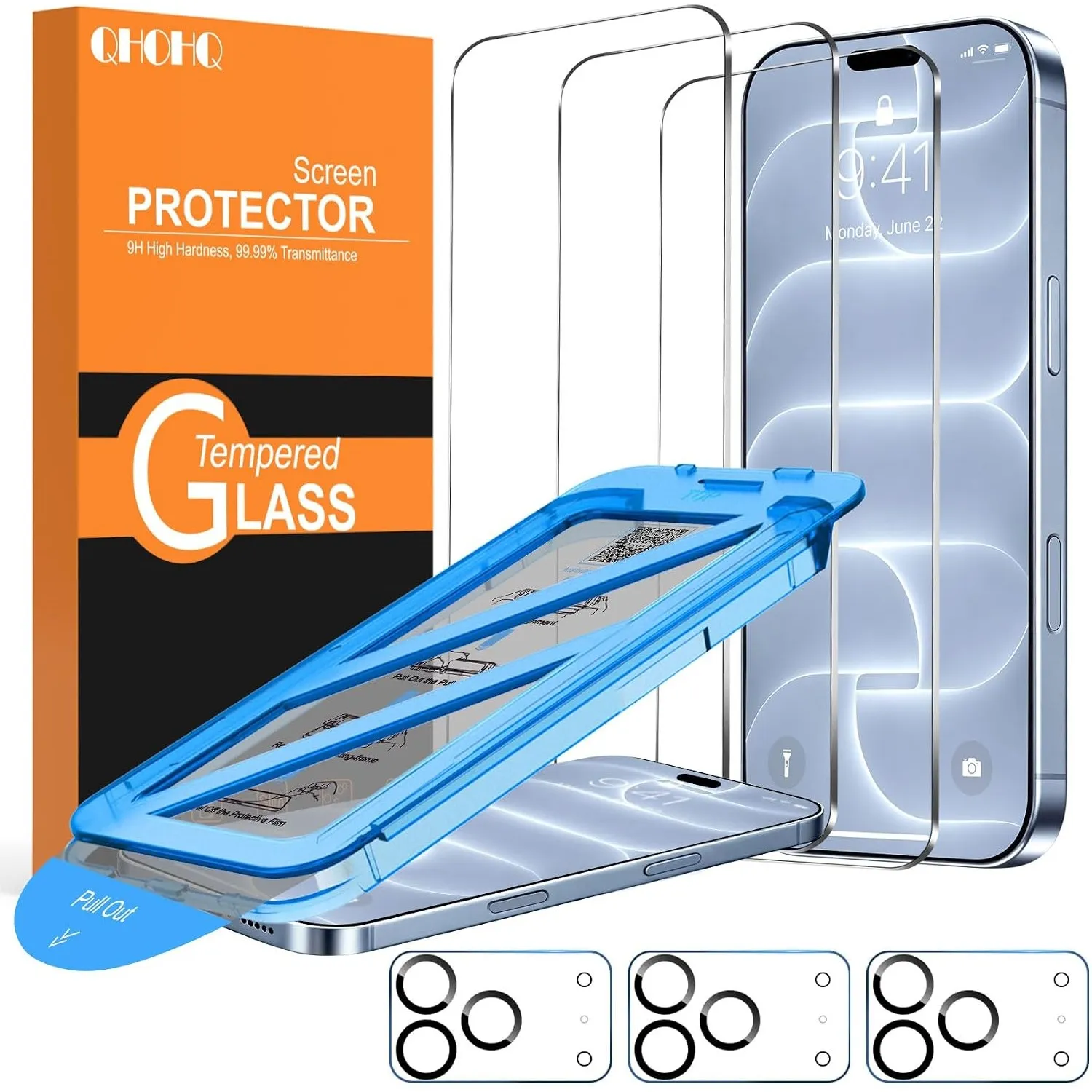 QHOHQ für iPhone 18 Pro für Panzerglas, 9H+ Schutzfolie, 3+3 Stück