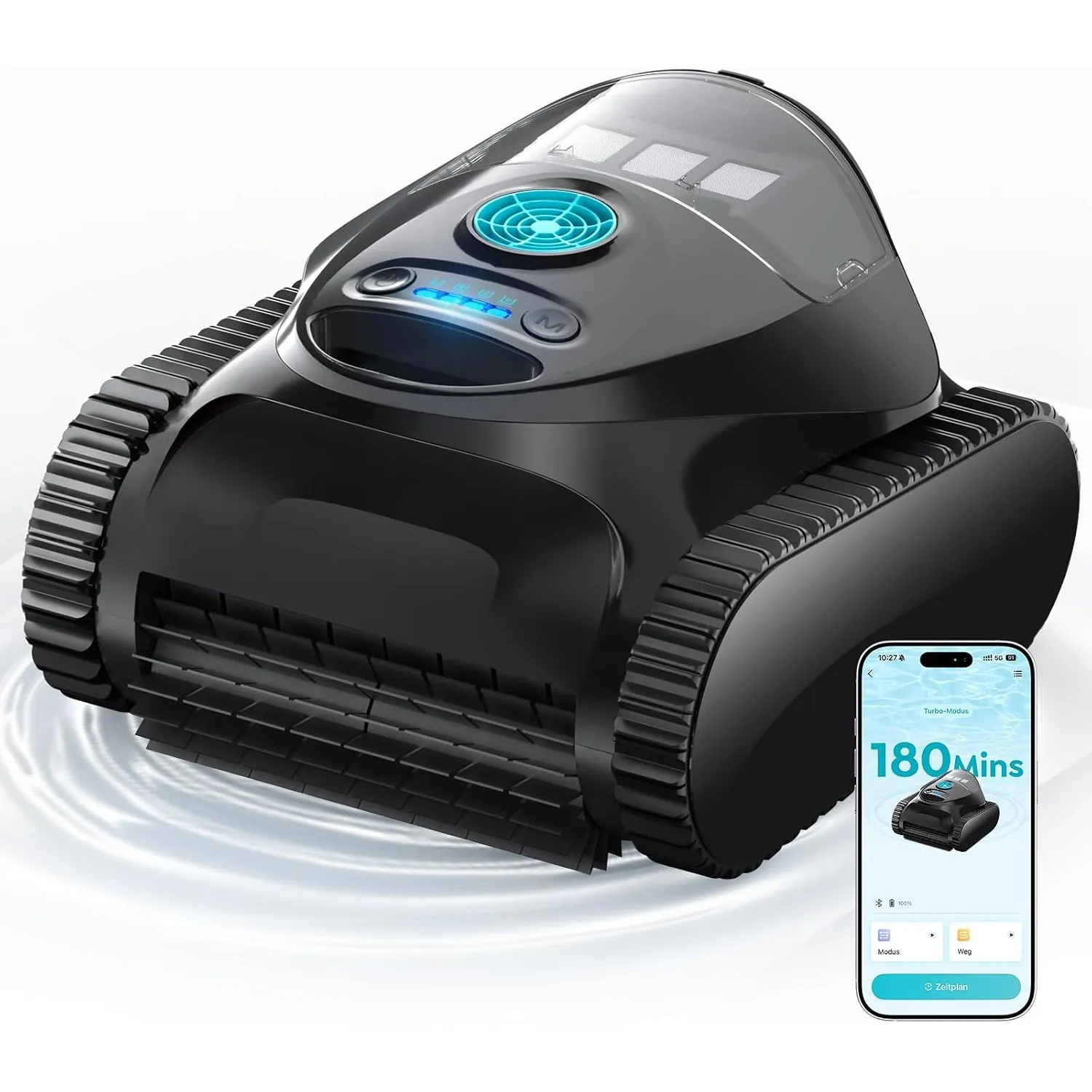 C1 Poolroboter Akku Boden und Wand, Doppelfilter, 7 Reinigungsmodi, 180 Minuten Laufzeit, Poolreiniger mit App, Starker…