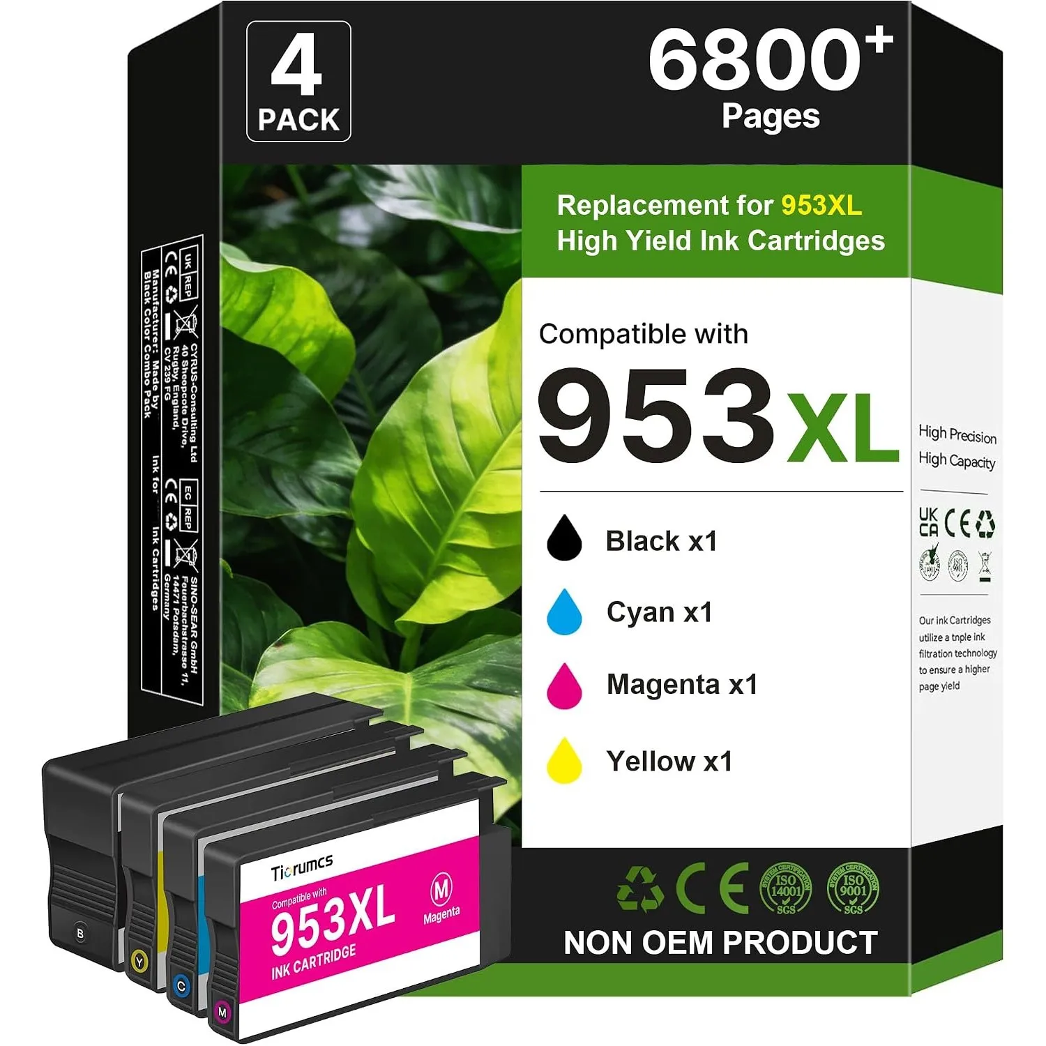 953 953XL Multipack Kompatibel für HP 953XL Patronen für HP Officejet Pro 7720 7740 8710 8715 7730 8720 8740 8750(Schwa…