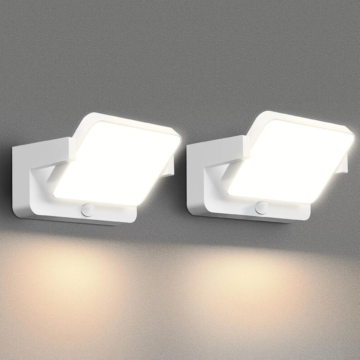 vatato 30W Außenwandleuchte mit Bewegungsmelder, LED Wandleuchte Innen Außen Wandlampe mit Schwenkbar Panel, Wasserdich…