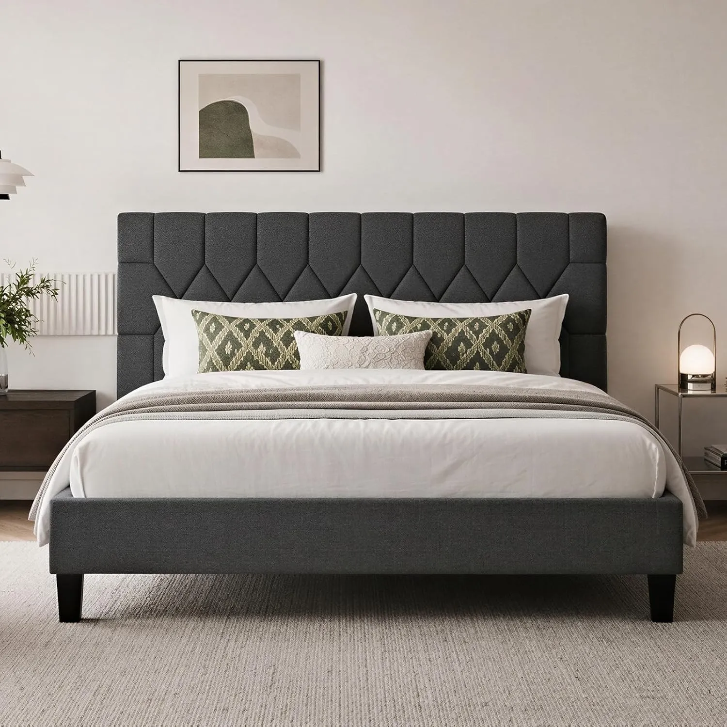 Novilla Bett 120x200cm Bettgestell mit Verstellbares Gepolstertes Kopfteil