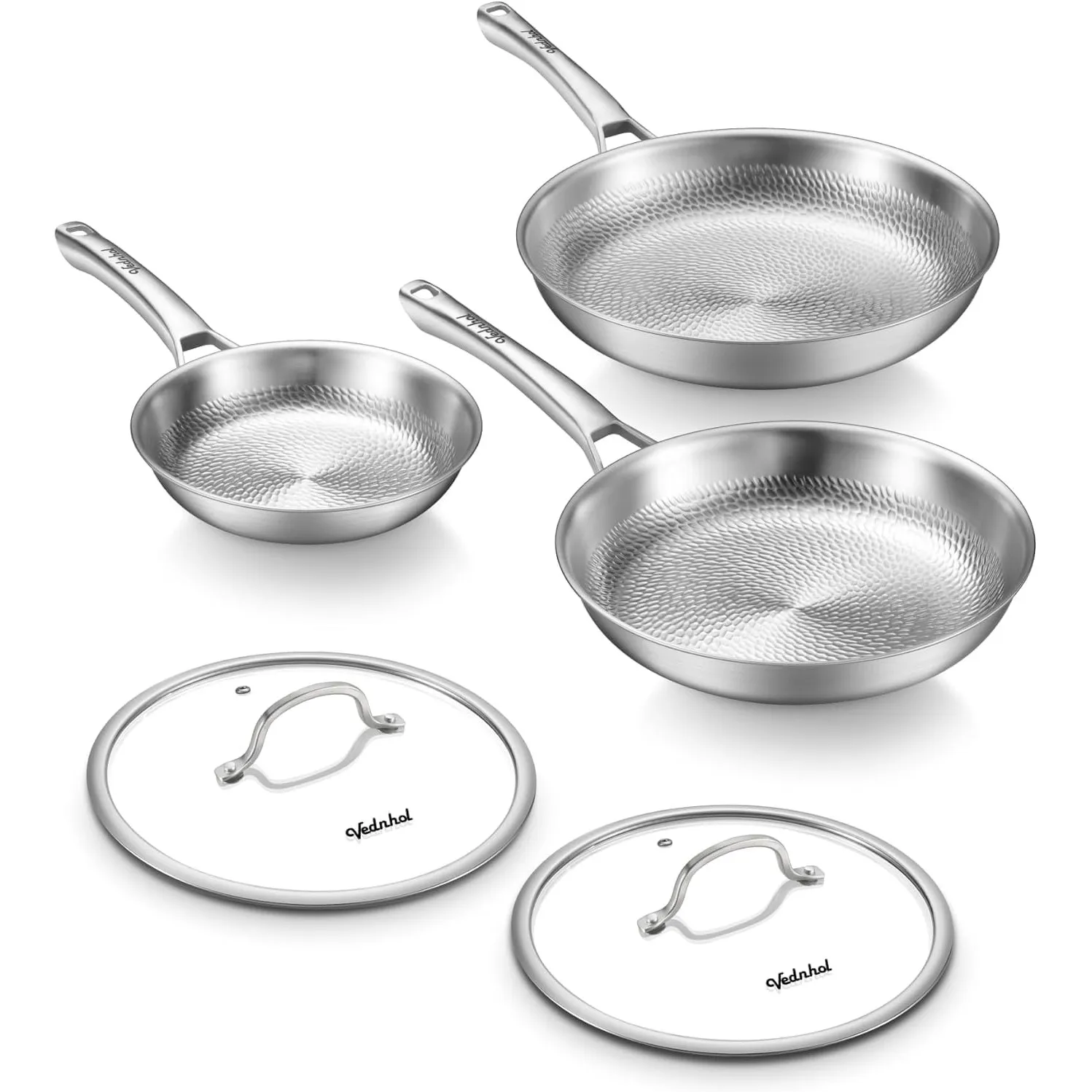 SNOWCLAD Titan Pfanne Pfannenset 3-teilig mit 2 Deckel,Titan Pfanne Unbeschichtet, Bratpfanne fur Induktion,PFOA/PFAS/P…