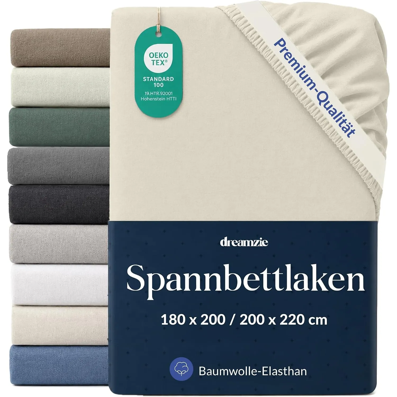 Dreamzie Spannbettlaken 180x200-200x220cm Beige, Baumwolle