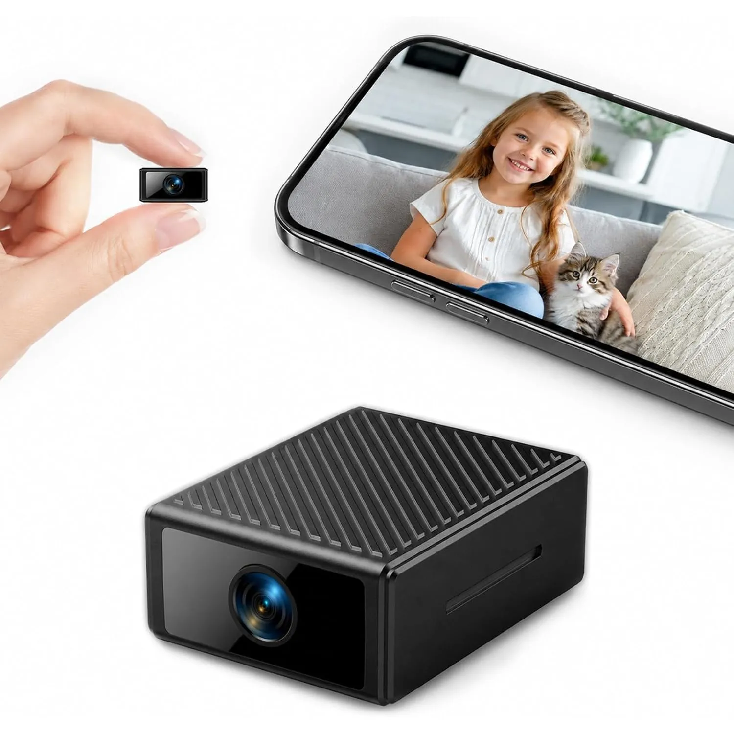 Mini Kamera 4K WLAN, Kleine Kamera für Innenräume mit Nachtsicht, Bewegungserkennung & App-Benachrichtigungen, Live-Ans…