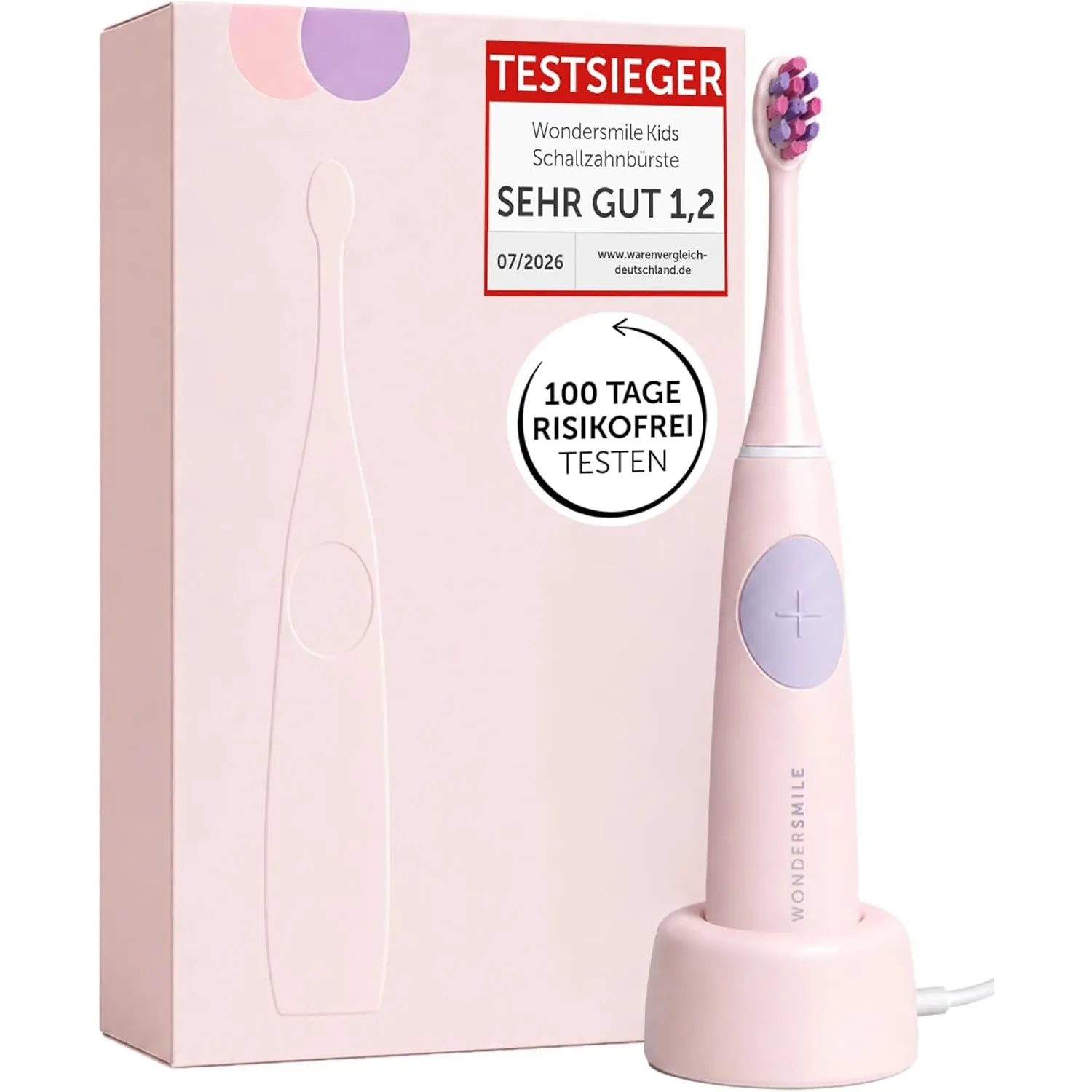 WonderSmile Kids Schallzahnbürste ab 3 Jahre, Testsieger*, Fairy Rose