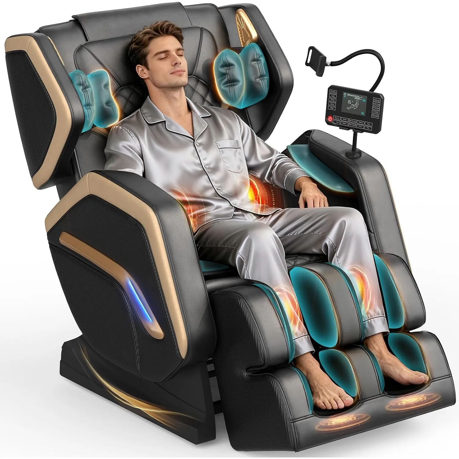YONISEE Massagesessel, Ganzkörper-Massagesessel mit 14 Massagepunkten | Heizfunktion, 8 Airbags, Bluetooth-Lautsprecher…
